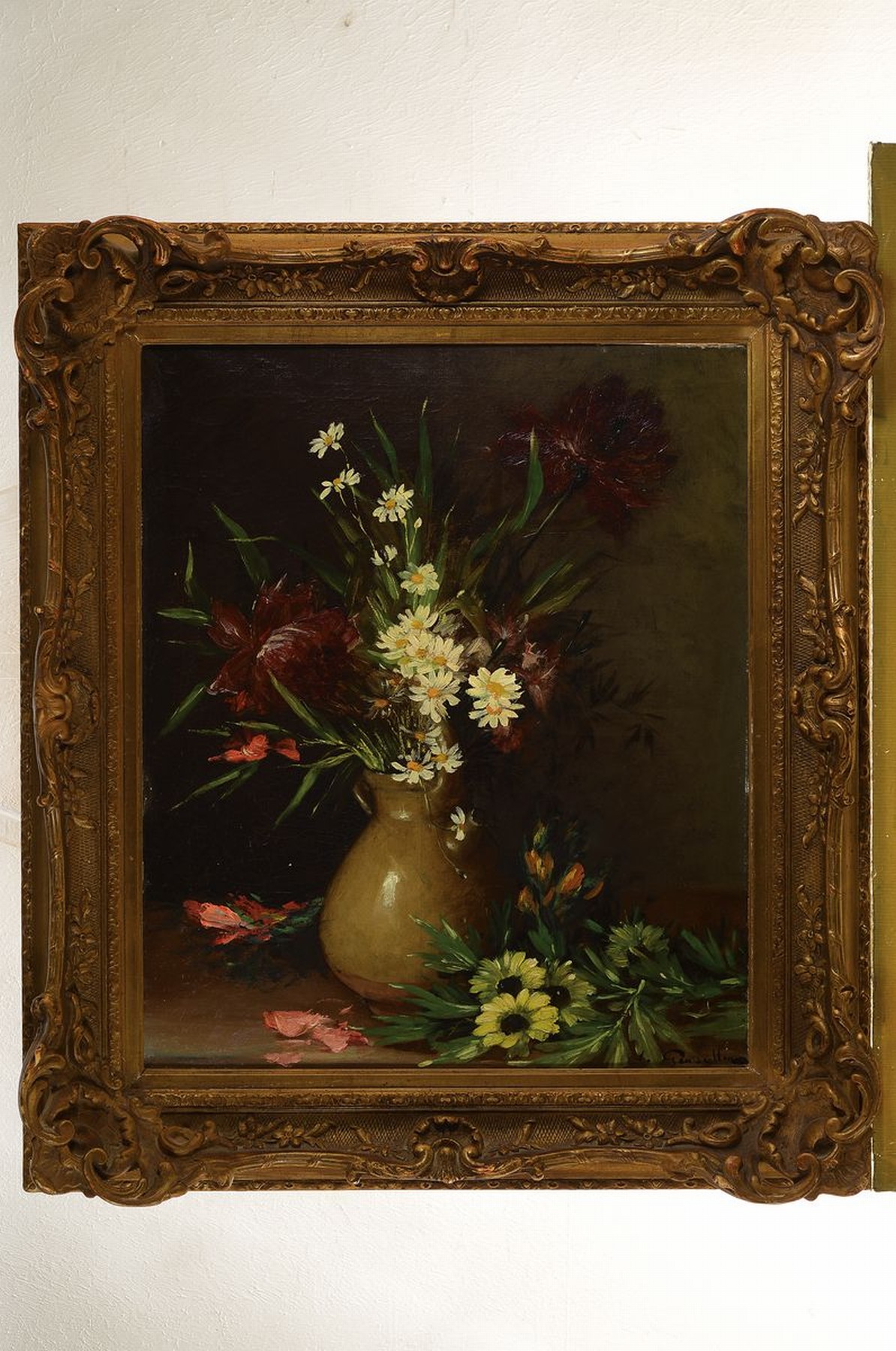 Detail k: Louis Gensollen, 1834-1907, Stillleben mit Blumen, Öl/Lwd, rest., ca. 55x46cm, rechts unten signiert, Rahmen ca. 72x63cm