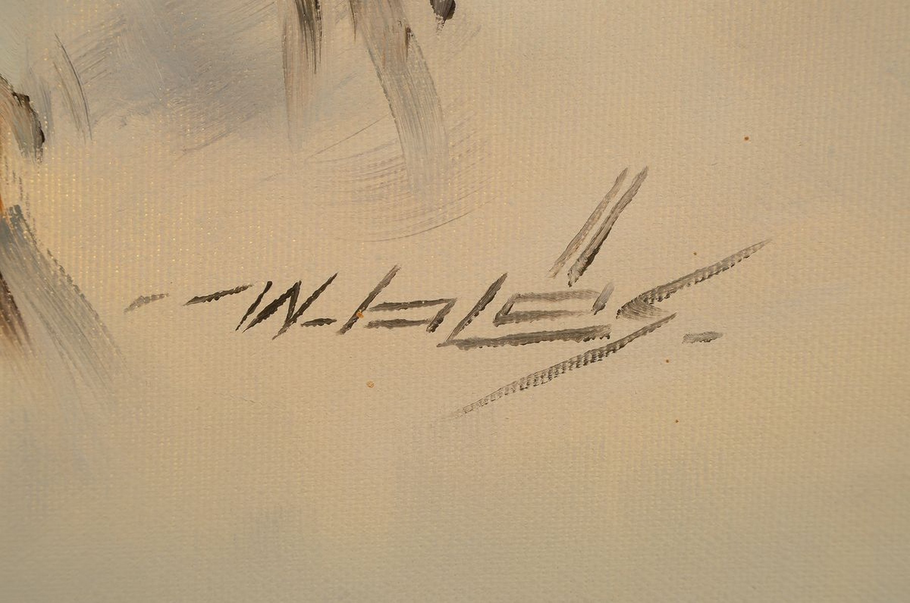 Detail a: Walter Bläs, 1924 Eibingen-2016 Rüdesheim, Fuchs im Schnee, Öl/Lwd, rechts unten signiert, ca. 60x50cm, R. ca. 78.5x68cm