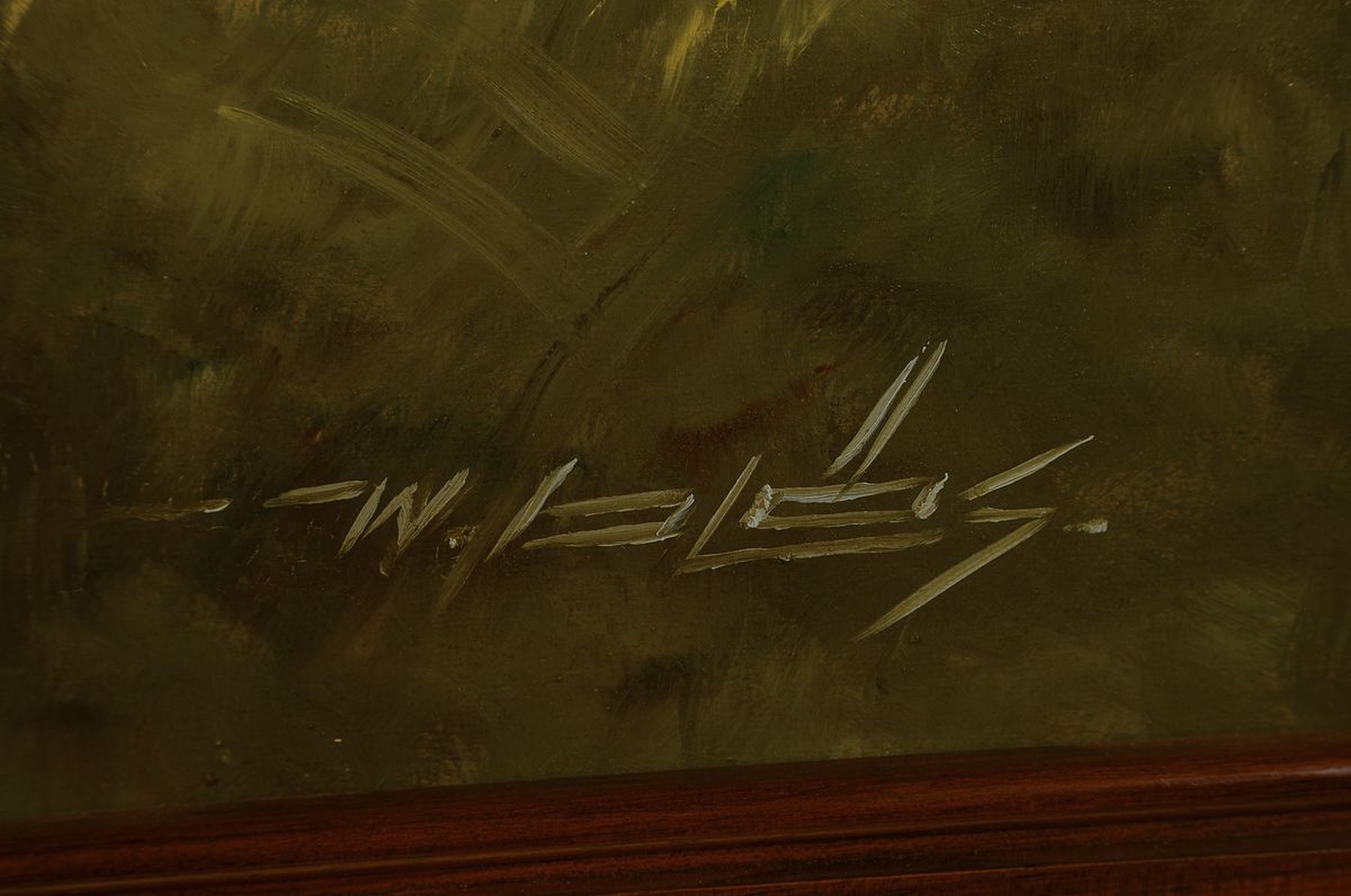 Detail a: Walter Bläs, 1924 Eibingen-2016 Rüdesheim, zwei kämpfende Hirsche auf einer Lichtung, Öl/Lwd, rechts unten signiert, ca. 90x110cm, R. ca. ...