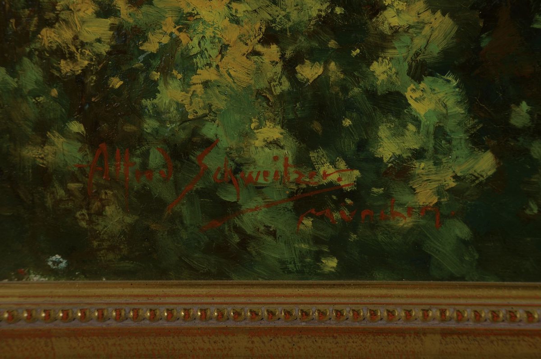 Detail a: Alfred Schweitzer, 1882-1960 München, Blick über den Tegernsee, Öl/Lwd, links unten signiert, ca. 57x95cm, R. ca. 68x108cm