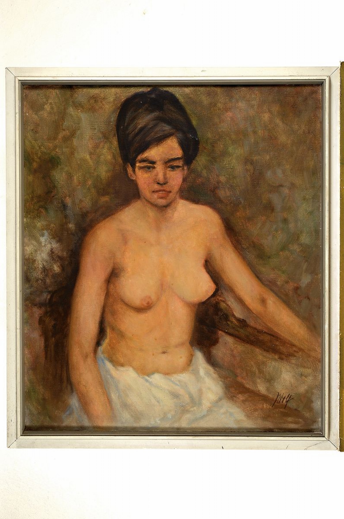 Detail k: Julius Wolf, 1909 Rottweil-1996 Kempten, Sitzender Halbakt, Öl/Lwd, rechts unten signiert, ca. 70x60cm, R. ca. 77x67cm