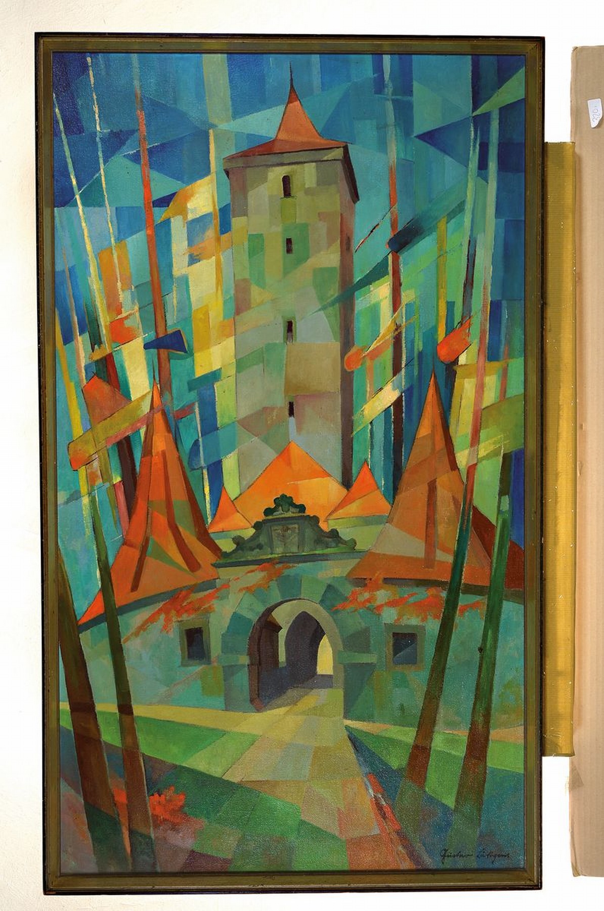 Detail k: Gustav Lüttgens, geb. 1898 Berlin, Blick auf einen Turm, Öl/Lwd, rechts unten signiert, ca. 105x61cm, R. ca. 107x63cm