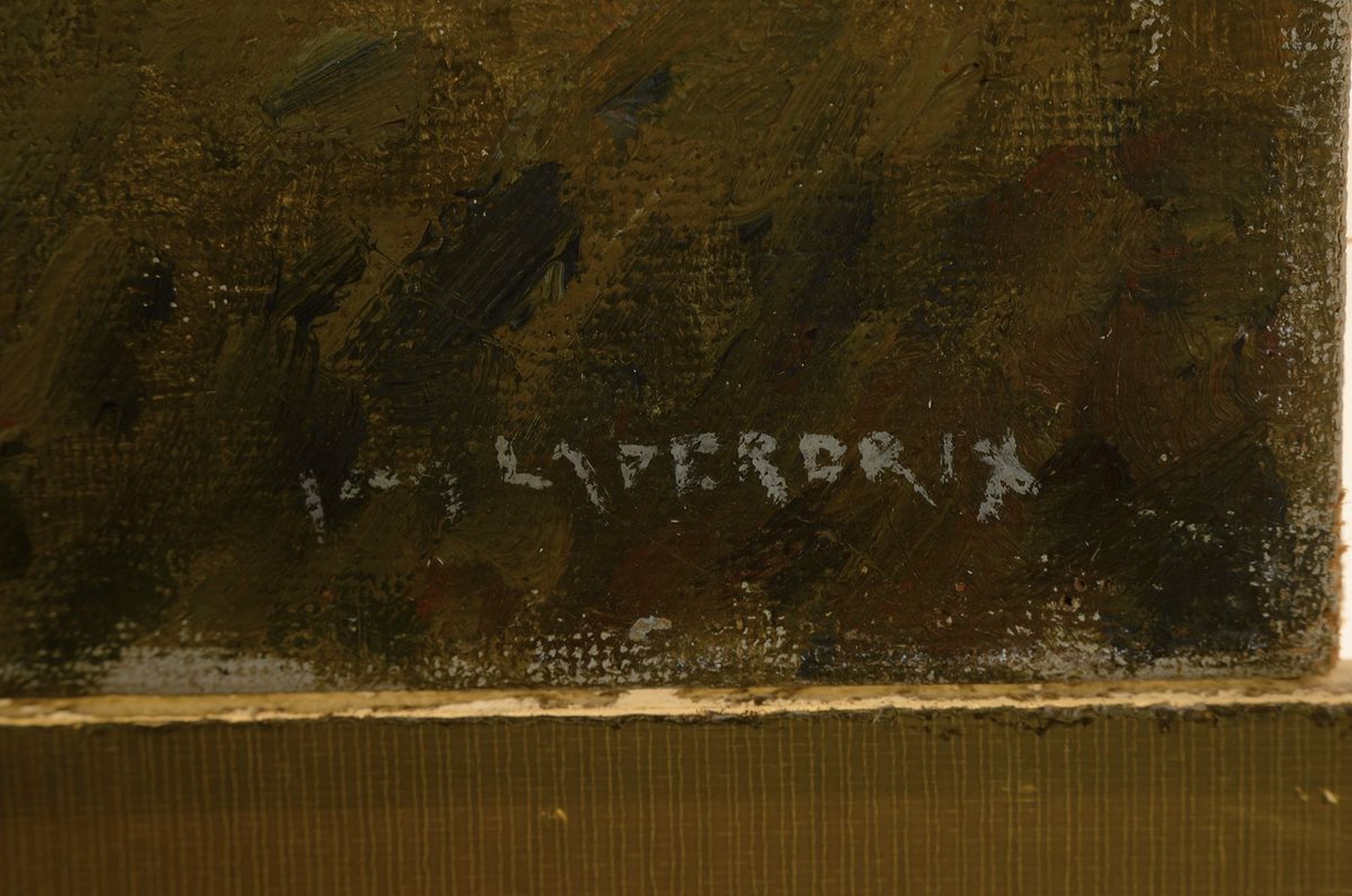 Detail a: Jean Laperdrix, 1912-2005, französischer Künstler, maritime Landschaft, Küstenstreifen mit Sandsteinklippen, Ansicht wohl der Alabasterküste der ...