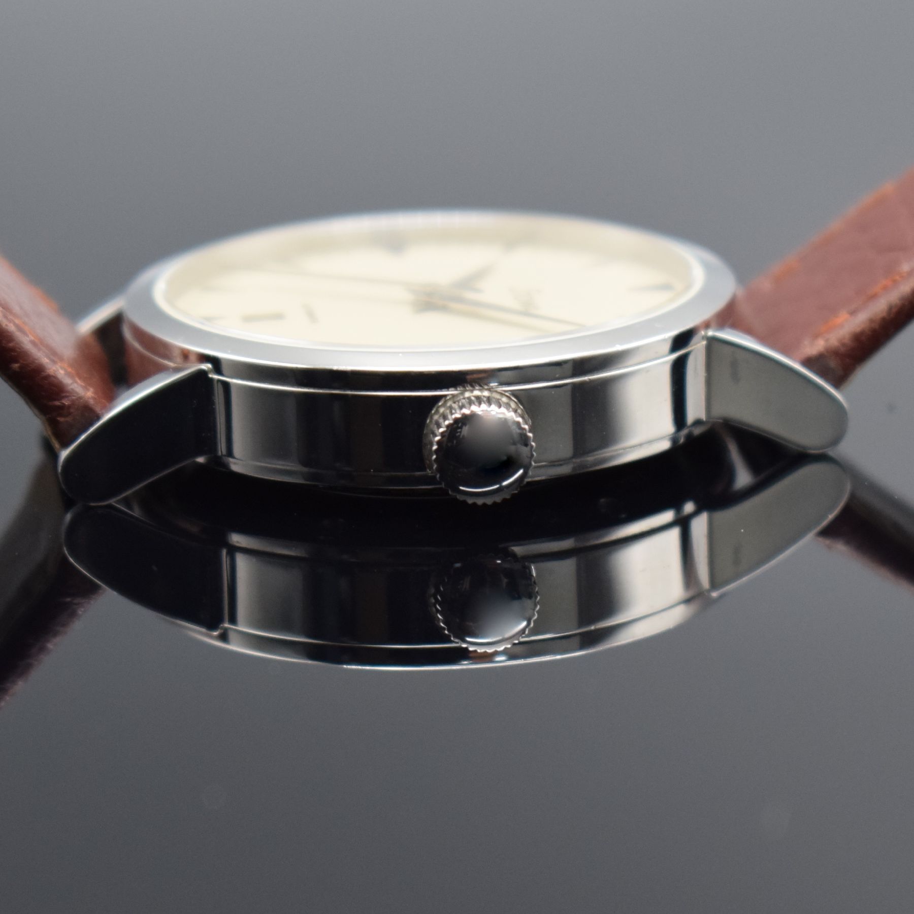 Detail c: STOWA Exima Herrenarmbanduhr, Deutschland Automatik, beids. vergl. Edelstahlgeh., Boden 6-fach verschr., orig. Lederbd. m. orig. Dornschl., ...