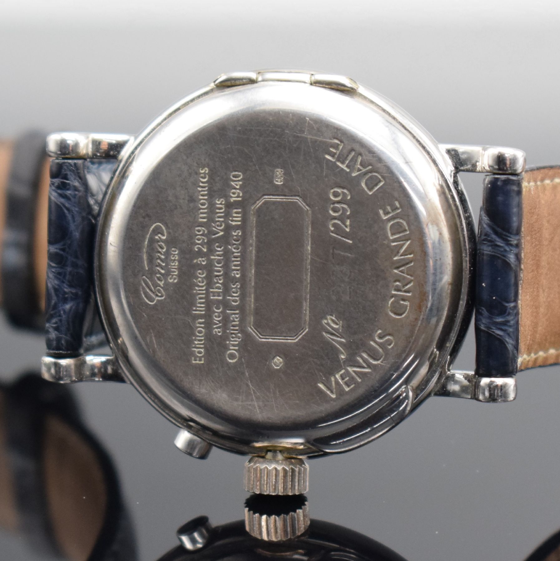 Detail f: COMOR Grande Date limitierte Herrenarmbanduhr, Schweiz um 2005, Handaufzug, auf 299 Stück limitiertes Sondermodell in Sterlingsilber, ...