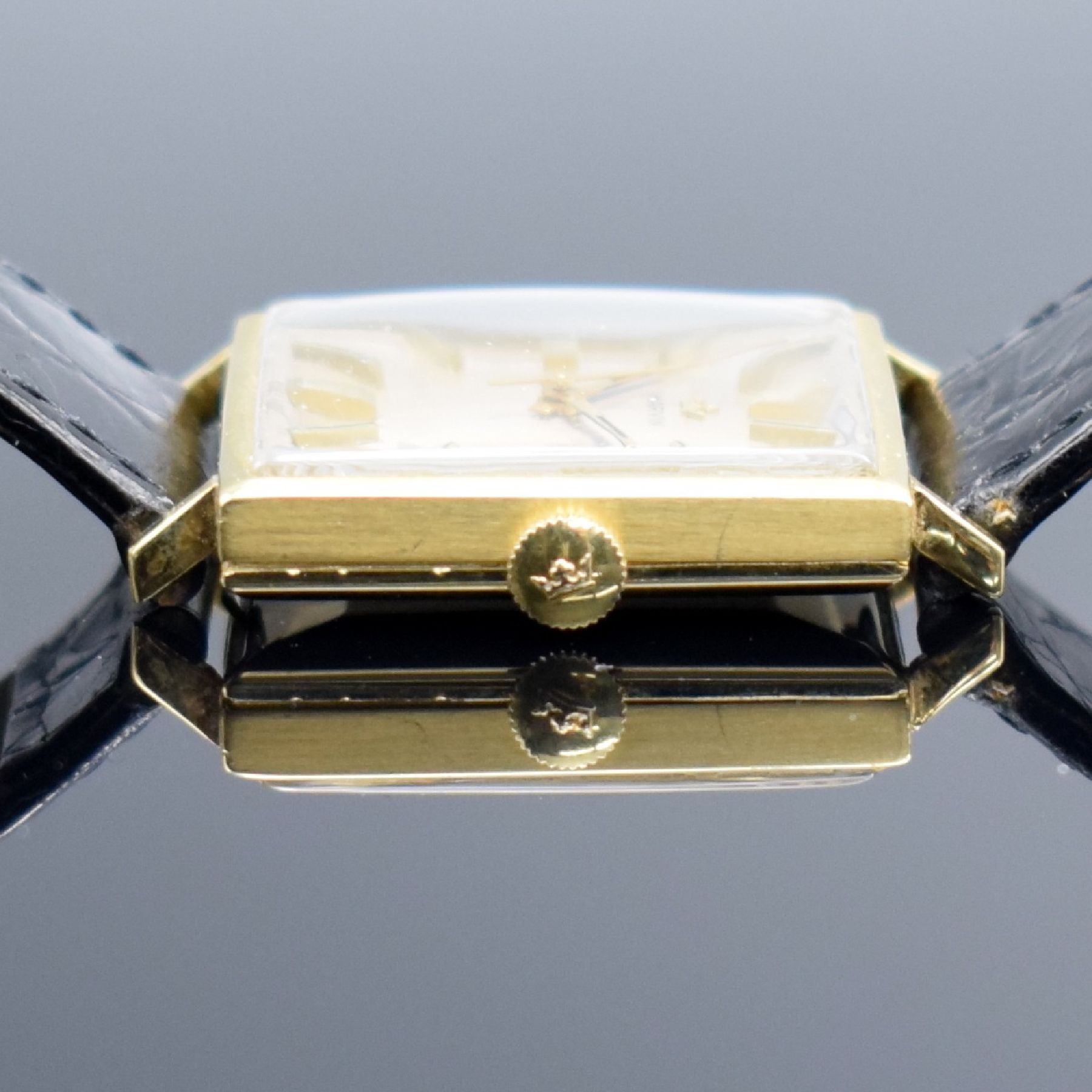 Detail c: MARVIN Herrenarmbanduhr in GG 750/000, Schweiz um 1965, Handaufzug, 2-teil. Geh., Boden aufgedr., gold. Zifferbl. m. aufges. Std.-Ind., gold. Zeiger, ...