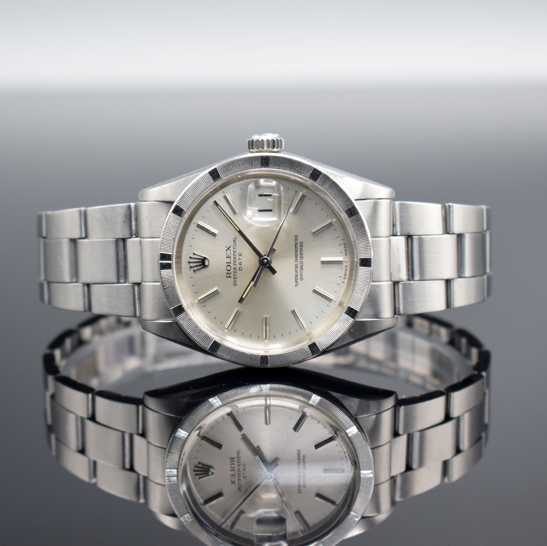 ROLEX Date Oyster Perpetual Herrenarmbanduhr Referenz 1501, Schweiz lt. Bodengravur I. Quartal 1970, Automatik, Edelstahlgeh. inkl gefaltetem ...