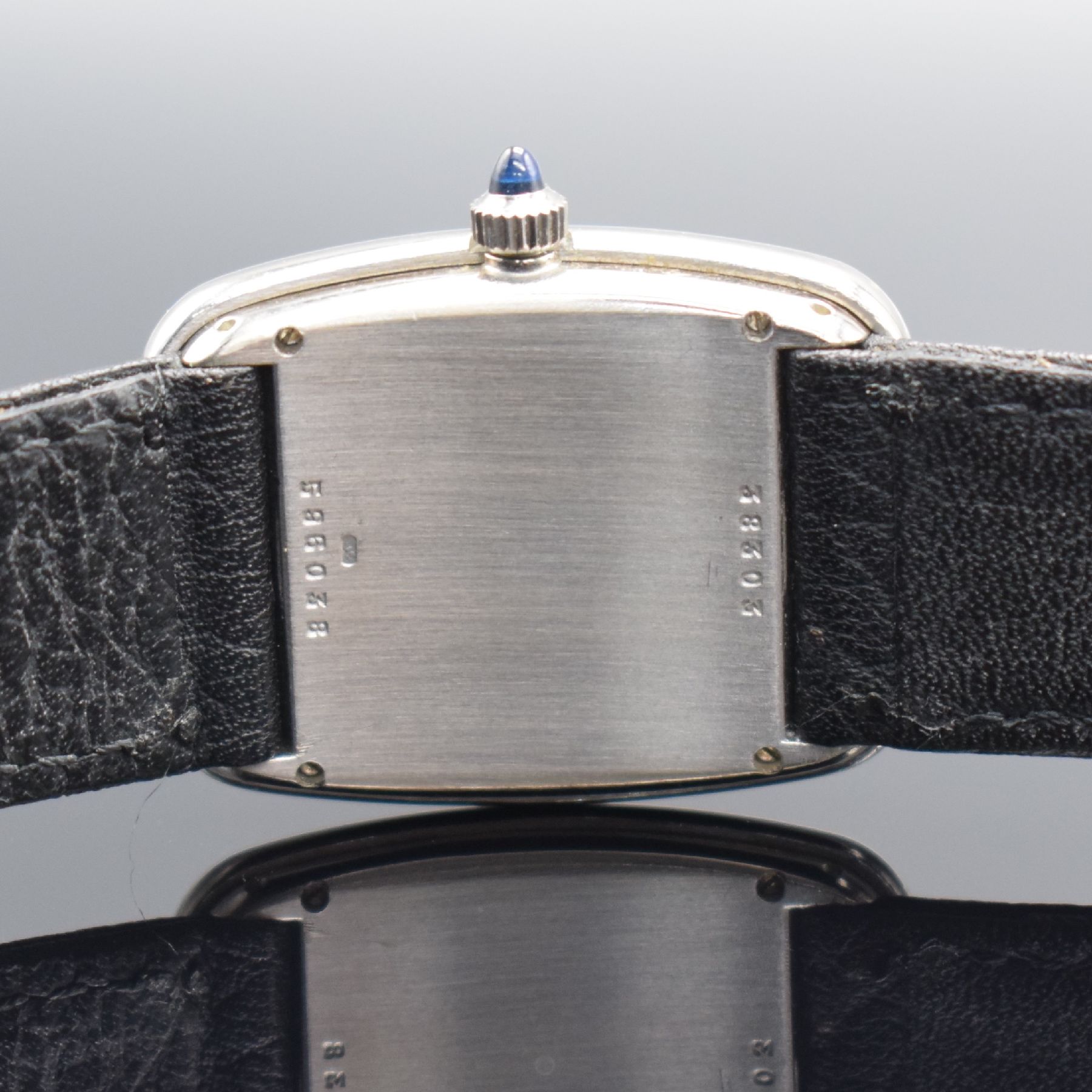 Detail f: BAUME & MERCIER Damenarmbanduhr in WG 750/000, Schweiz um 1980, Handaufzug, 2-teil. Geh., Boden 4-fach verschr., neutr. Lederband m. orig. Dornschl. ...