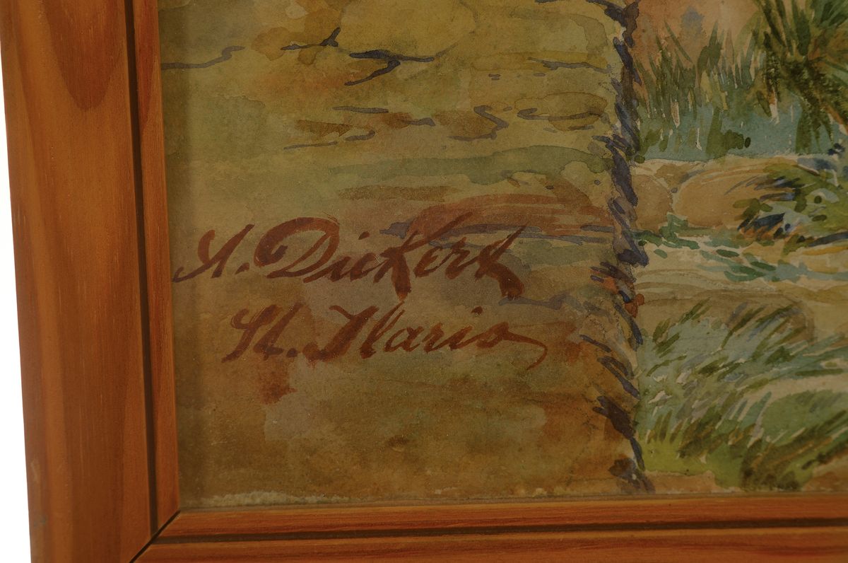 Detail b: Adolf Dieckert, geb. 1878, 2 Ansichten aus St. Ilario, Aquarell auf Papier, sommerliche Genreansichten, li. u. signiert und bezeichnet, ca. 46 x 32 ...