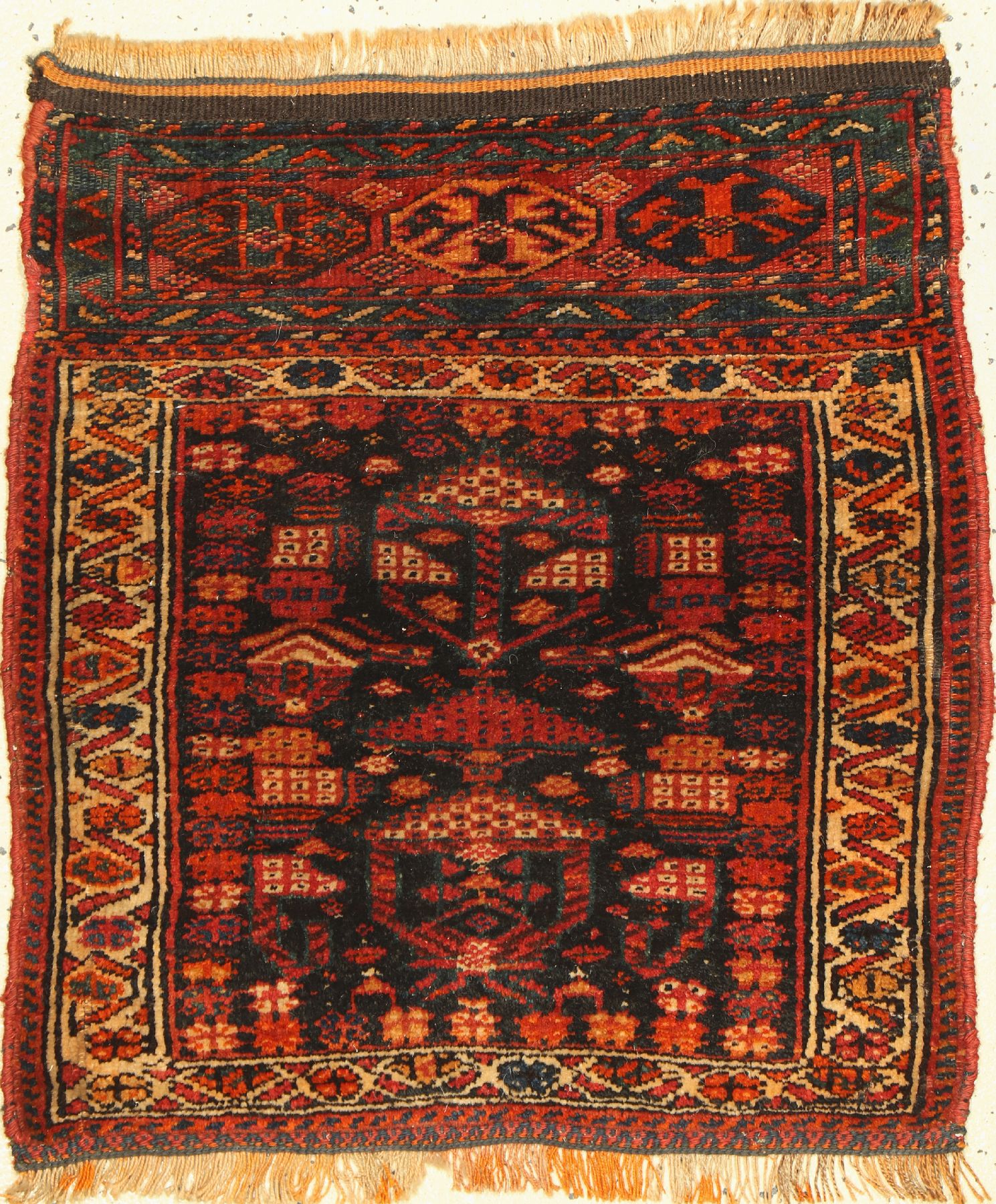 Afschar Taschenfront, Persien, um 1920, Wolle auf Wolle, ca. 60 x 58 cm, EHZ: 3