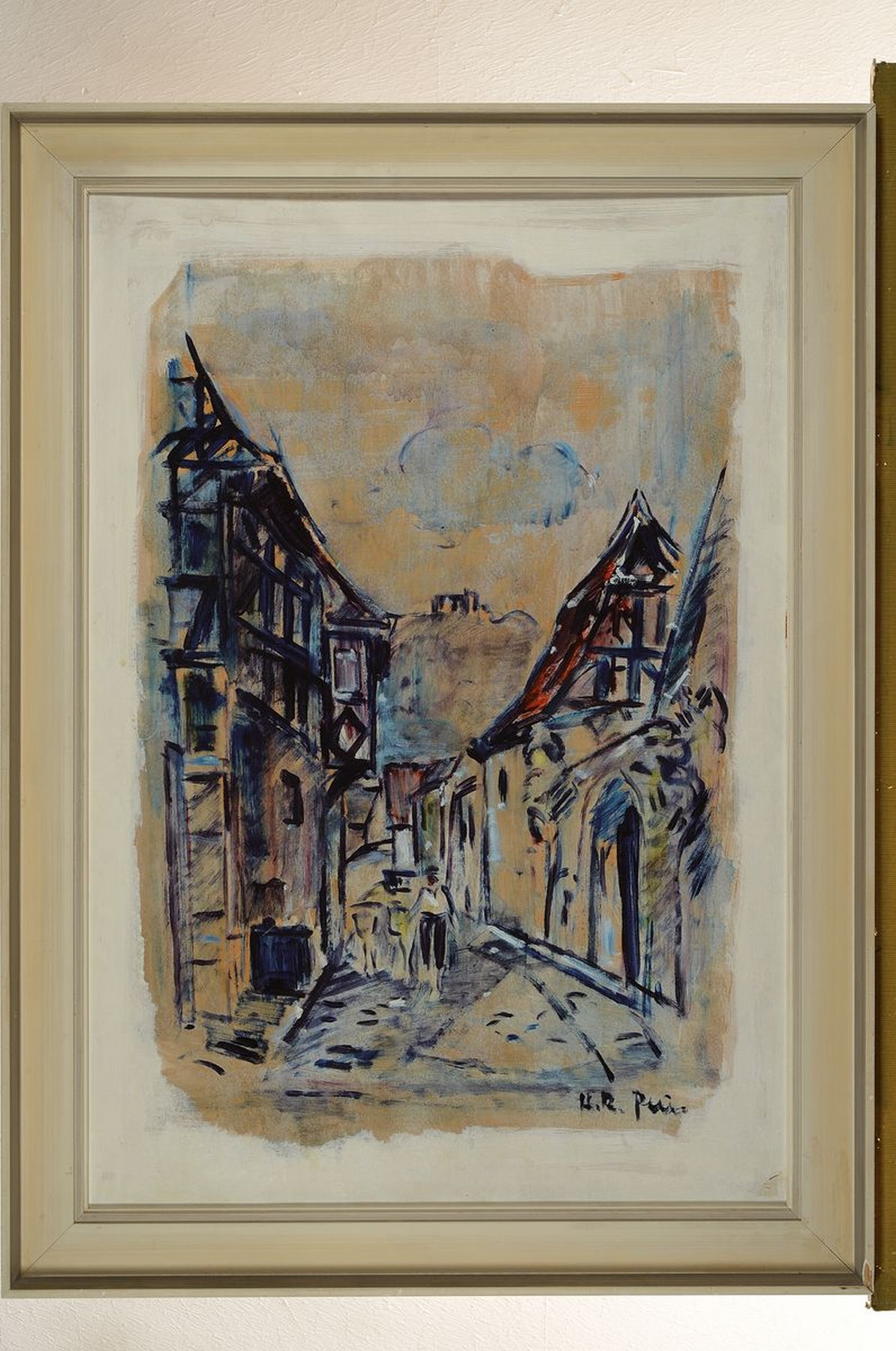 Detail k: Hans Rolf Peter, 1926-2020 Neustadt a.d. Weinstr., Gasse mit Blick auf das Hambacher Schloß, Öl/Hartfaser, rechts unten signiert, ca. 64x44cm, R. ...