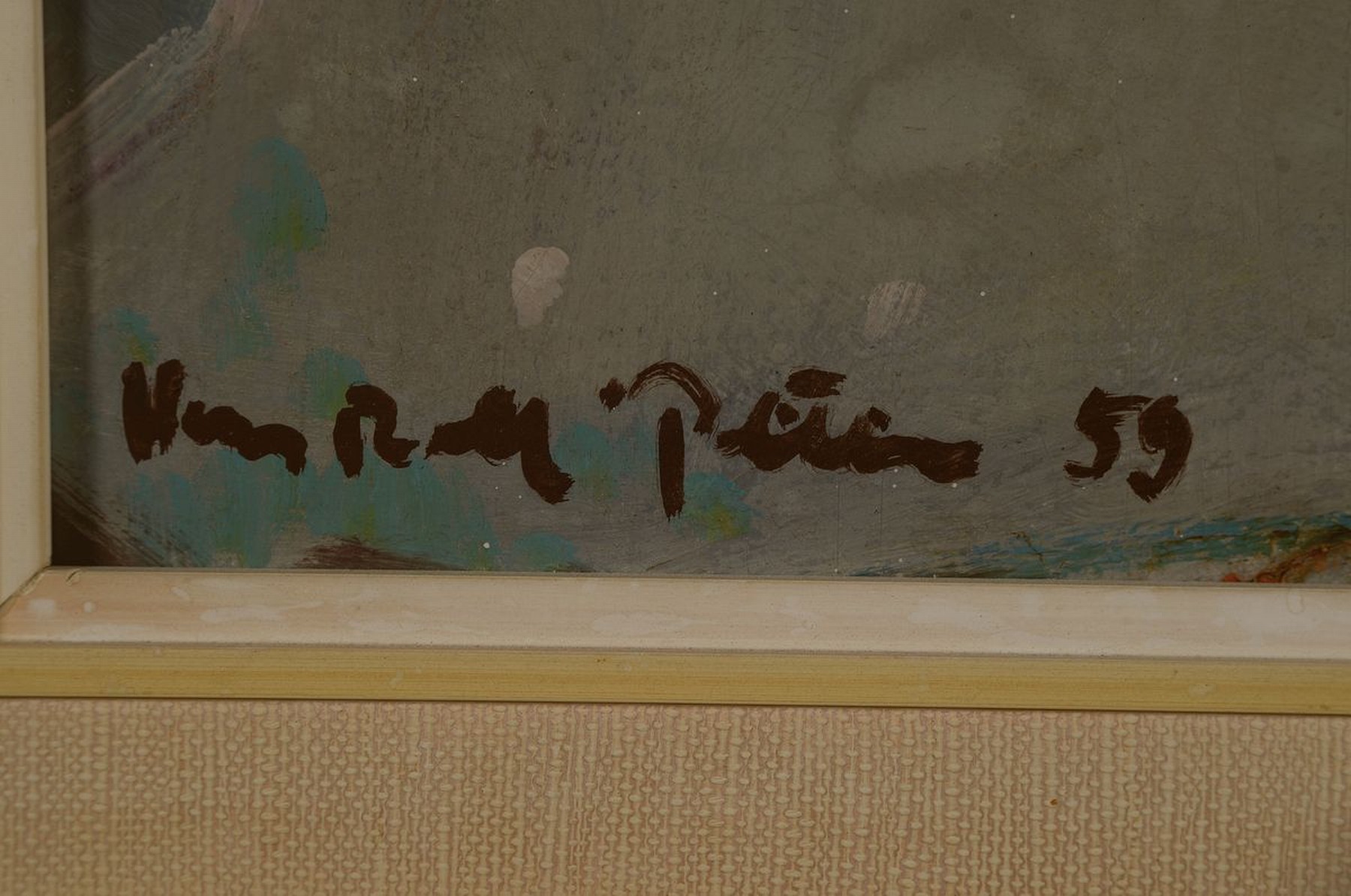 Detail a: Hans Rolf Peter, 1926-2020 Neustadt a.d. Weinstr., Haardter Treppenweg, Öl/Hartfaser, links unten signiert und dat. 59, ca. 82x30cm, R. ca. 90x38cm