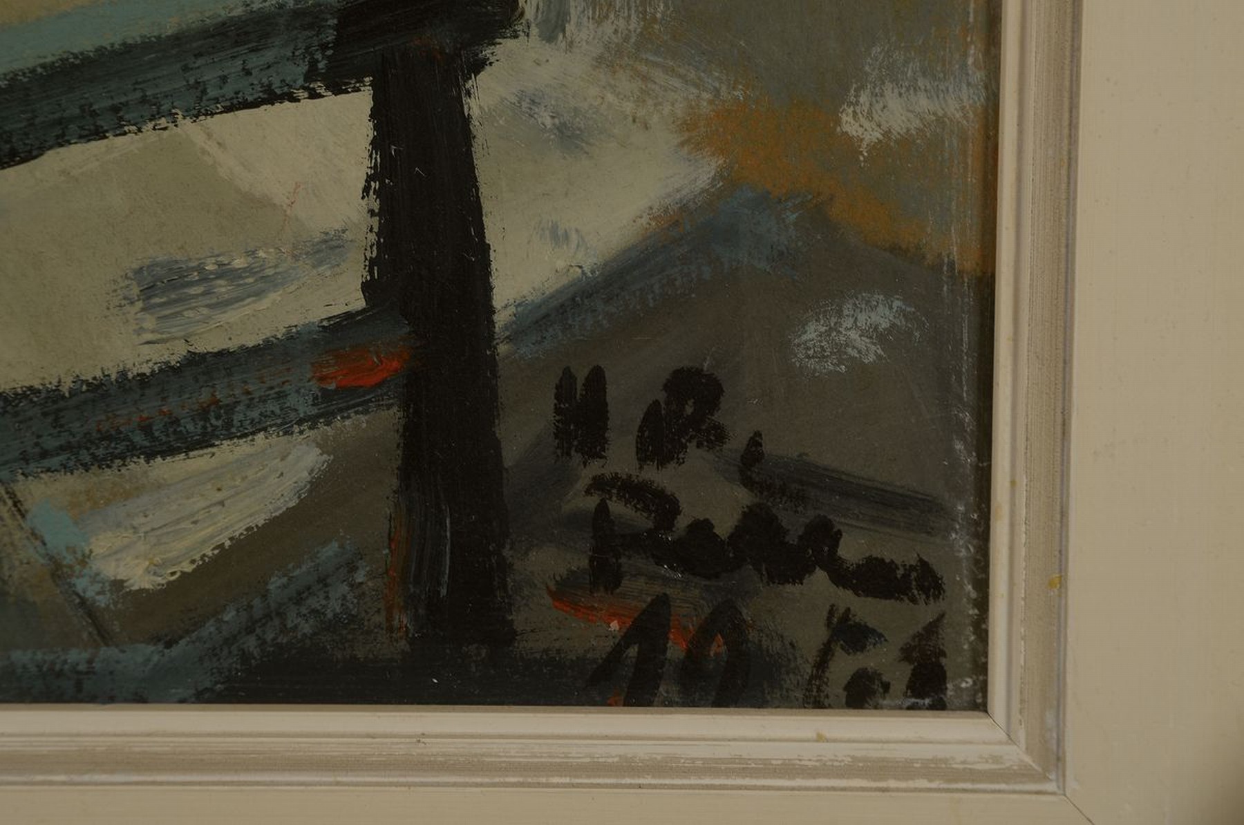 Detail a: Hans Rolf Peter, 1926-2020 Neustadt a.d. Weinstr., Wallgasse im Winter, Öl/Malkarton, rechts unten signiert und dat. 1960, ca. 95x 34cm, R. ca. ...