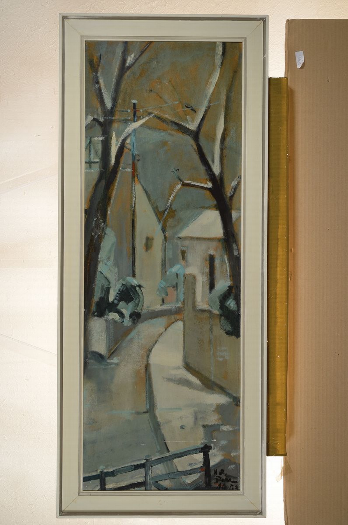 Detail k: Hans Rolf Peter, 1926-2020 Neustadt a.d. Weinstr., Wallgasse im Winter, Öl/Malkarton, rechts unten signiert und dat. 1960, ca. 95x 34cm, R. ca. ...