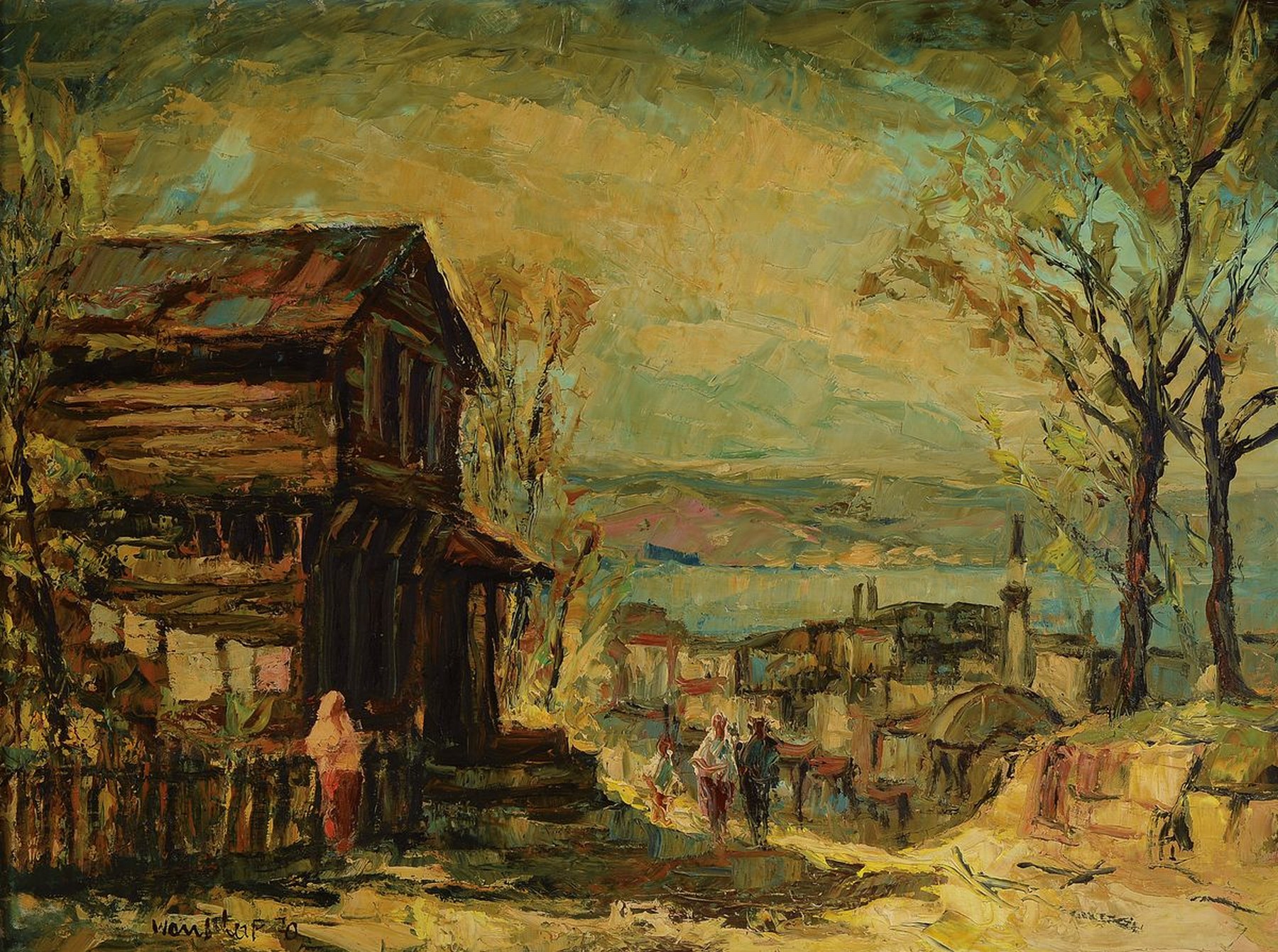 Helmut Wanschap, 1911 Berlin-1987 Kusel, Am goldenen Horn Istanbul, so rückseitig auf altem Etikett betitelt, Öl/Lwd, links unten signiert, ca. ...