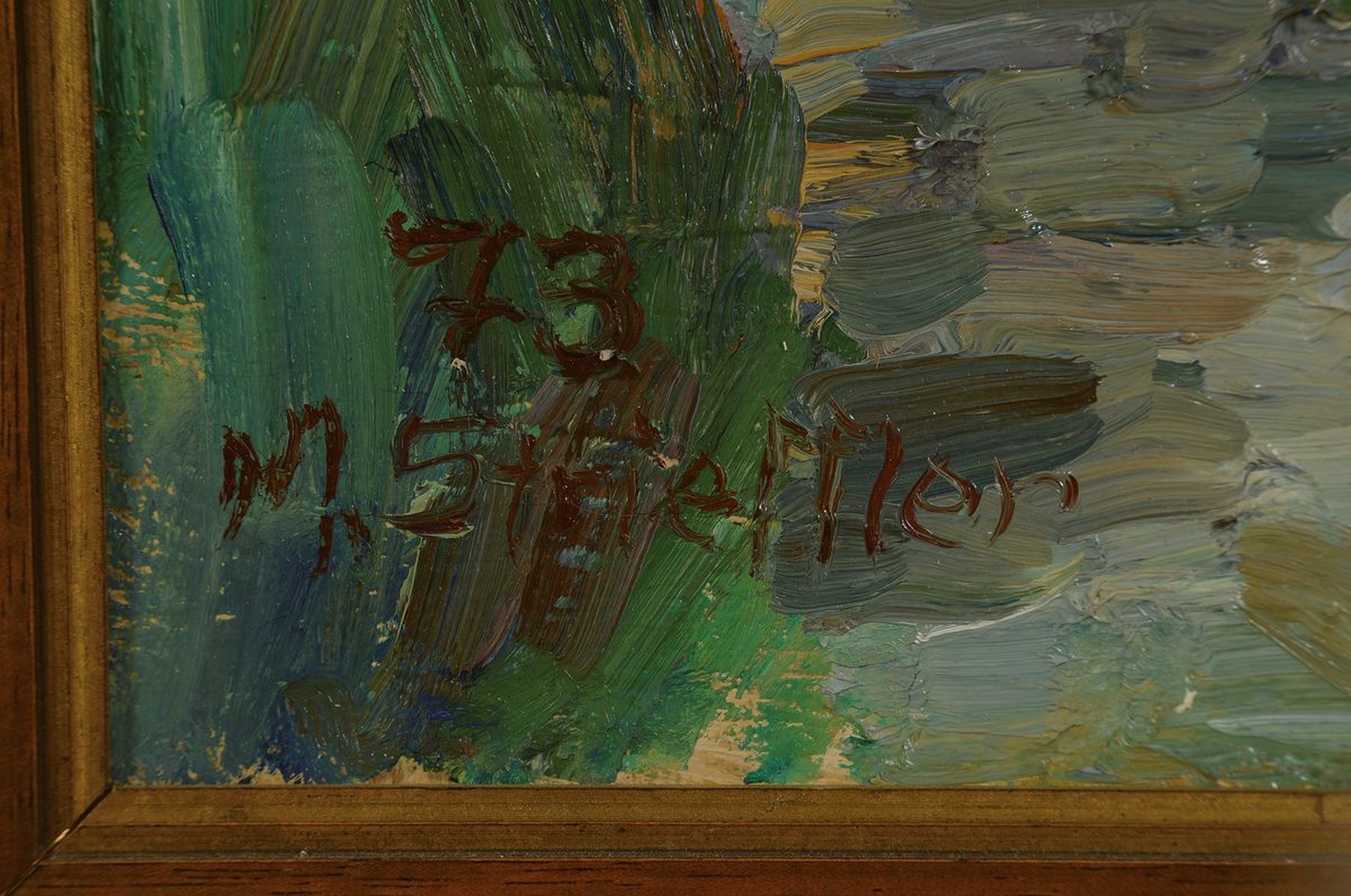 Detail a: Marie Strieffler, 1917-1987 Landau, Herbstliche Landschaft, Öl/Lwd, links unten signiert und dat. 73, ca. 65x47cm, R. ca. 72x55cm