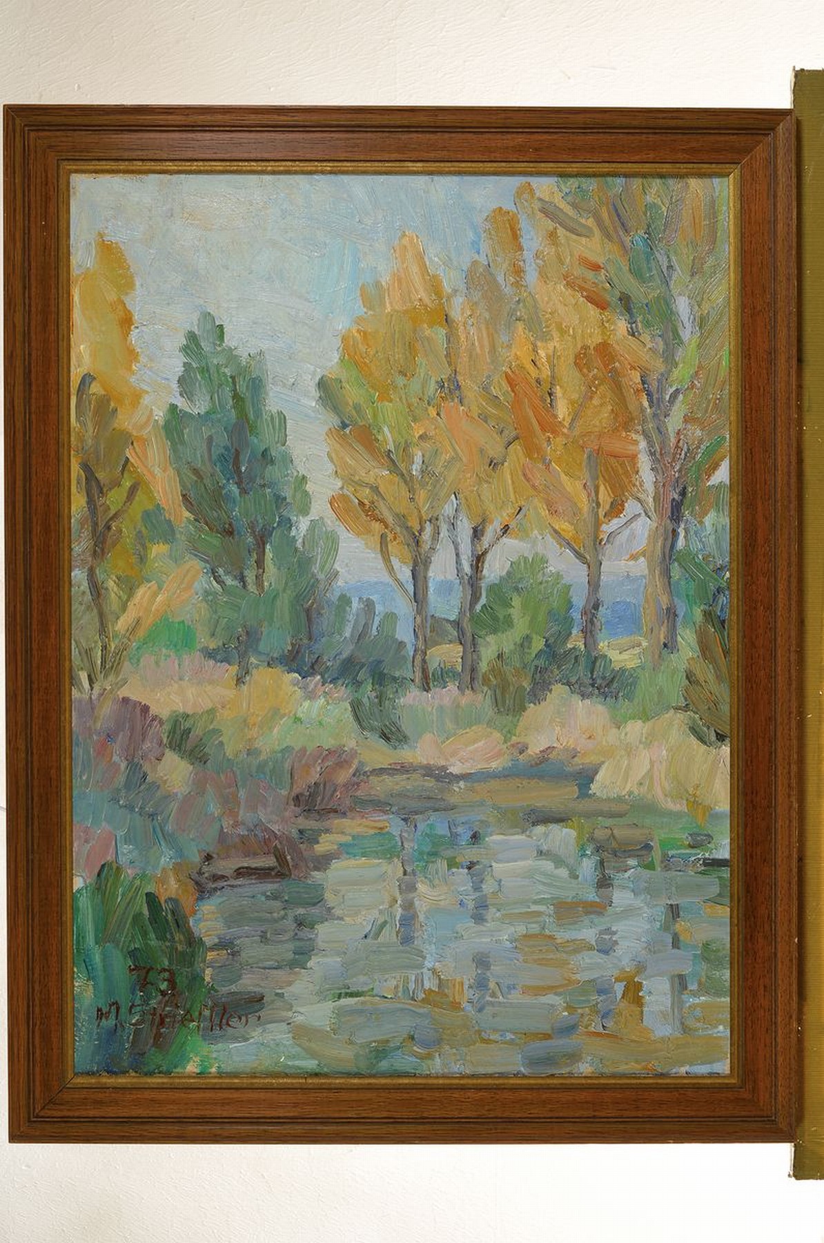 Detail k: Marie Strieffler, 1917-1987 Landau, Herbstliche Landschaft, Öl/Lwd, links unten signiert und dat. 73, ca. 65x47cm, R. ca. 72x55cm