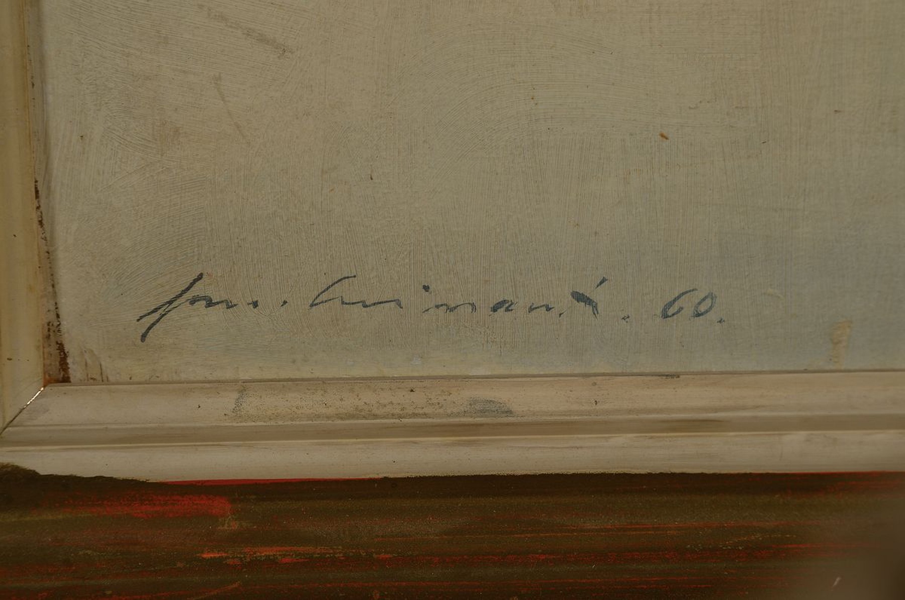 Detail a: Hermann Croissant, 1897-1963 Landau, Blick vom Atelier in den verschneiten Garten, Öl/Hartfaser, links unten signiert und dat. 60, aus der Sammlung ...