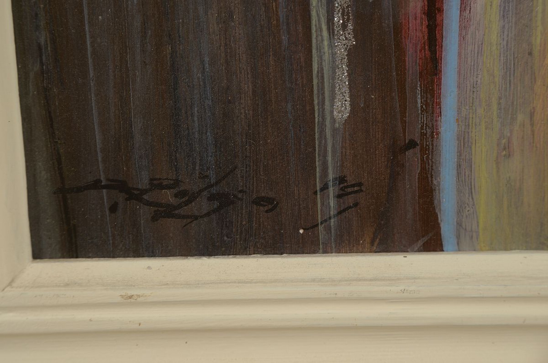 Detail a: Dailis Rozlapa, 1932-2014, Pazina, stehender weiblicher Akt, Acryl und Glitter auf Hartfaser, signiert, rückseitig betitelt, ca. 75x42cm, R. ca. ...
