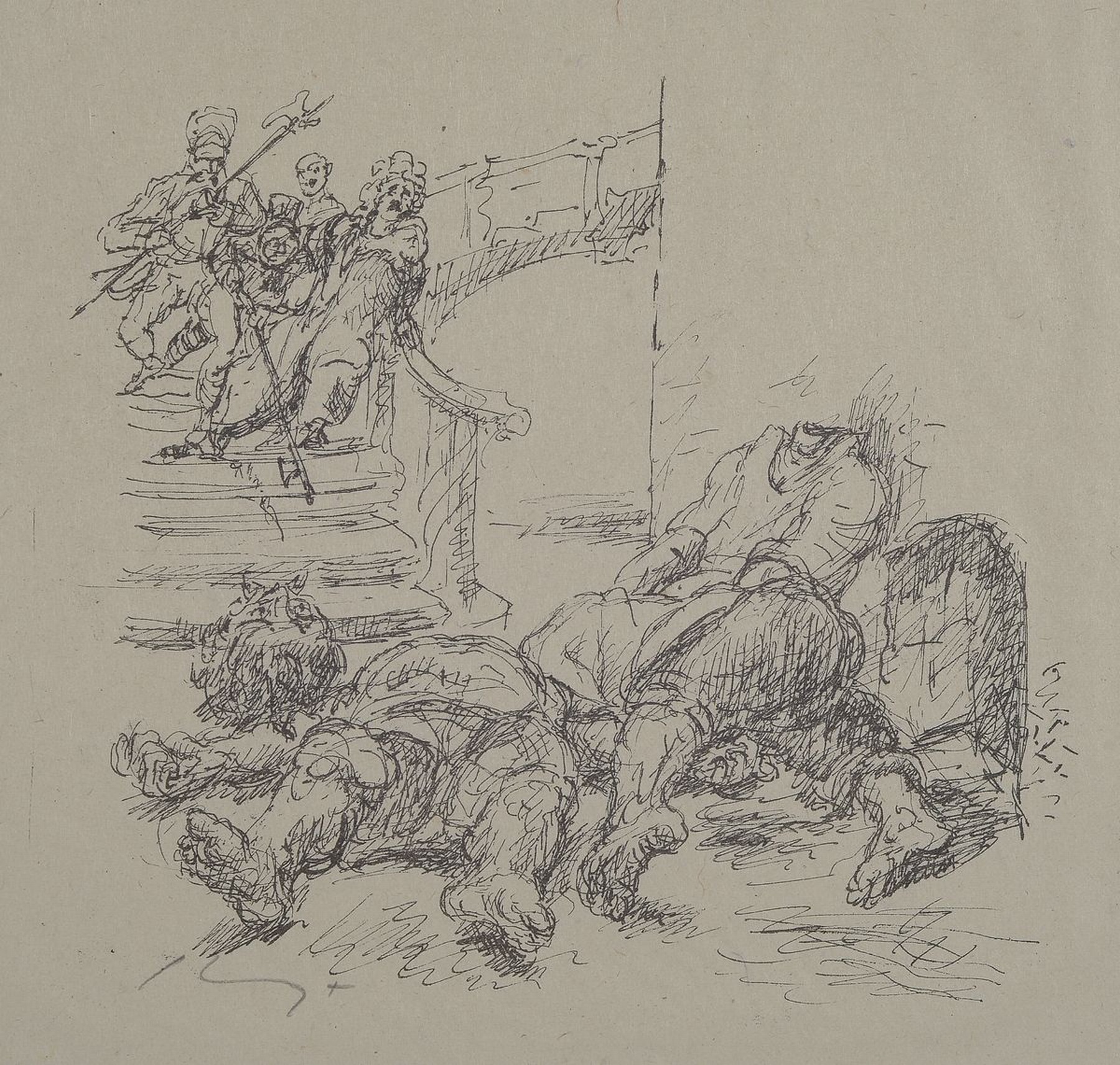 Detail c: Max Slevogt, 1868 Landshut-1932 Leinsweiler/Pfalz, Der gelernte Jäger, Mappe mit 13 losen Federlithographien, Auflage 100 Exemplare, jede Litho ...