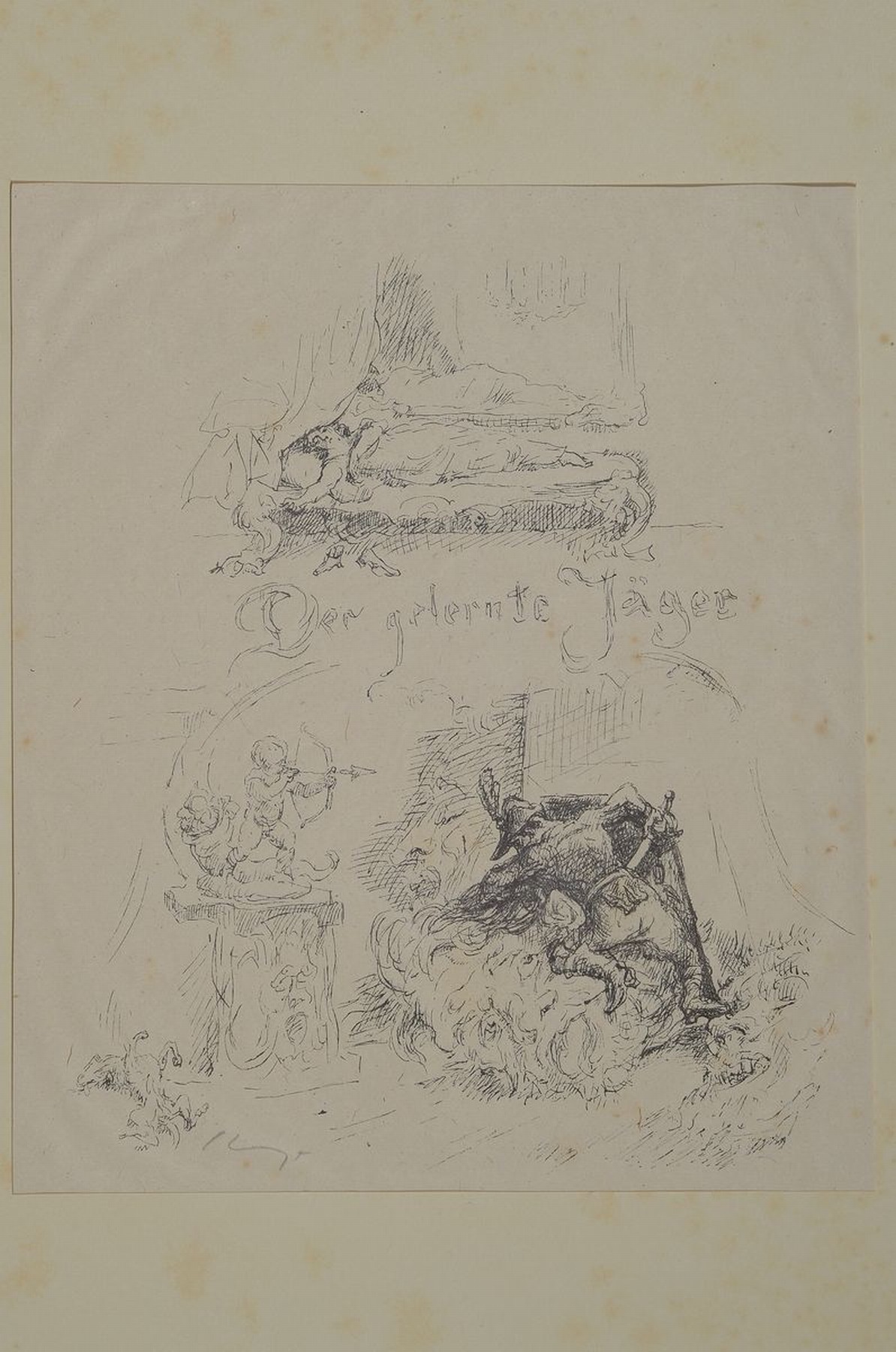 Detail k: Max Slevogt, 1868 Landshut-1932 Leinsweiler/Pfalz, Der gelernte Jäger, Mappe mit 13 losen Federlithographien, Auflage 100 Exemplare, jede Litho ...