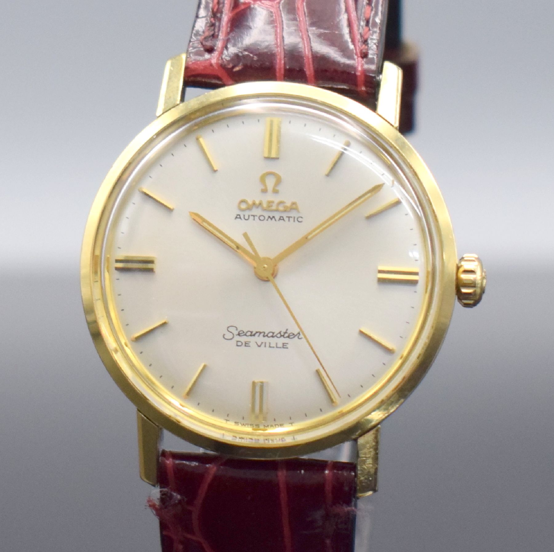 Detail c: OMEGA Seamaster De Ville Herrenarmbanduhr in Stahl/Gold, Schweiz um 1969, Automatik, Monocoque-Geh. Ref. 165.020, orig. Krone & Glas, silb. ...