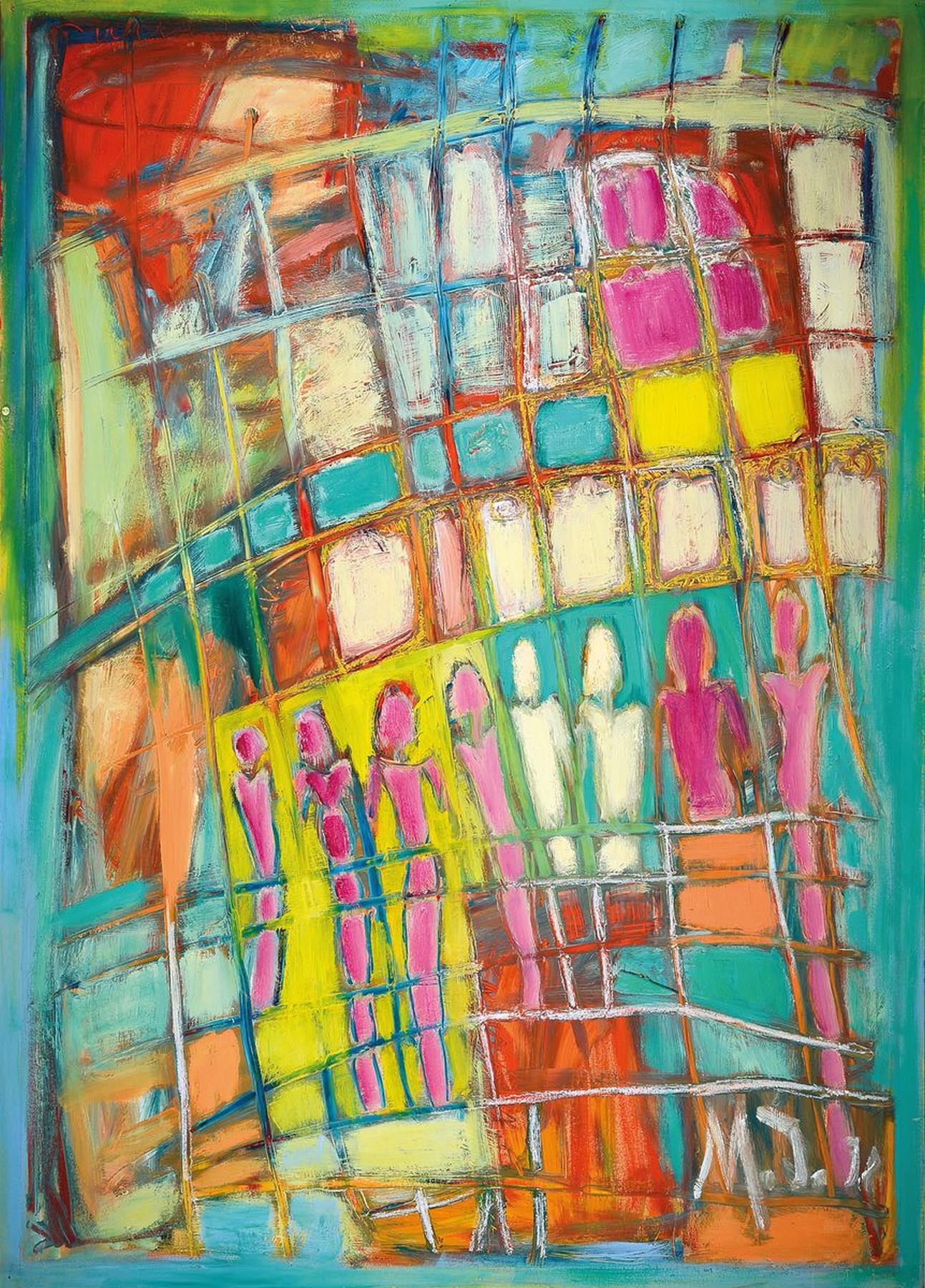 Maria Josefine Feid, zeitgenössische Künstlerin aus dem Saarland, lebt und arbeitet in Korsika, hier: Frauenfiguren, Acryl auf Sperrholz, ...