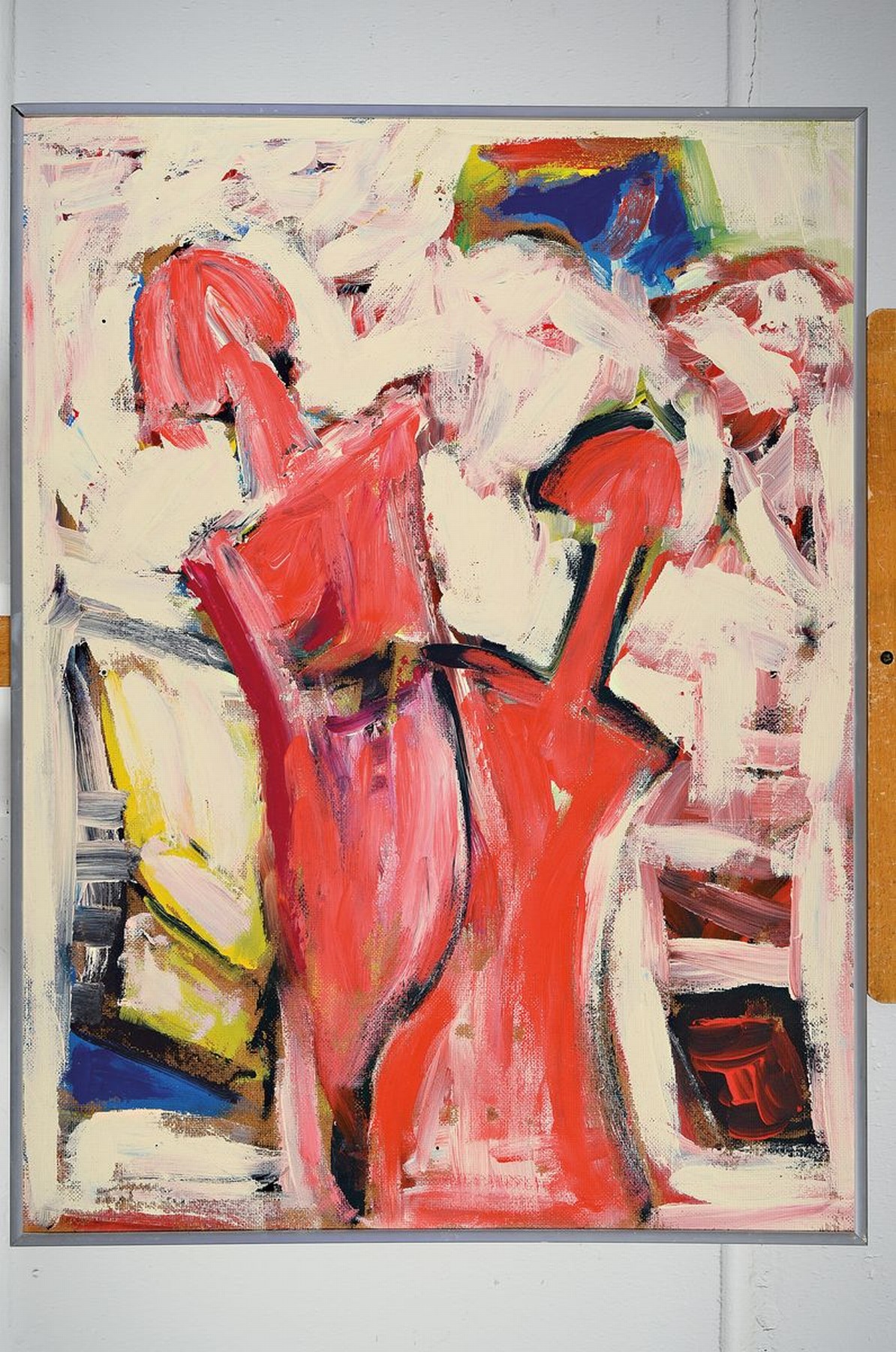 Detail k: Maria Josefine Feid, zeitgenössische Künstlerin aus dem Saarland, lebt und arbeitet in Korsika, hier: zwei rote Frauenfiguren, Acryl auf Hartfaser, ...
