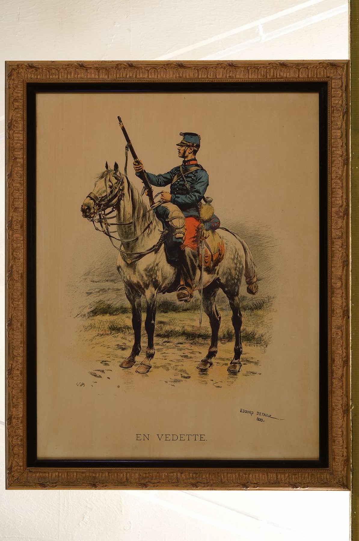Detail k: Edouard Detaille, 1848 Paris - 1912 ebenda, Schüler von Ernst Meissonier, Beteiligung am Dt.-Frz.-Krieg, aufgrund der Erfahrungen des Krieges ...