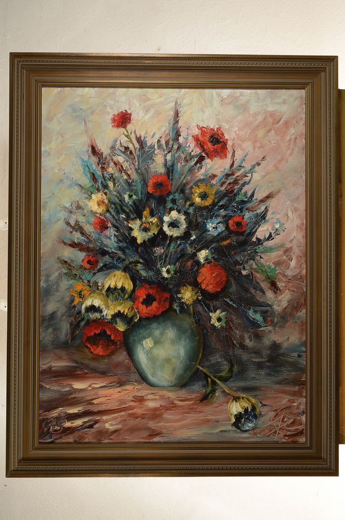 Detail k: Eugen Stengel, Maler der "Oggersheimer Palette", Blumenstillleben, Öl/Lwd, rechts unten und rückseitig signiert, datiert 78, ca. 80x60cm, ...