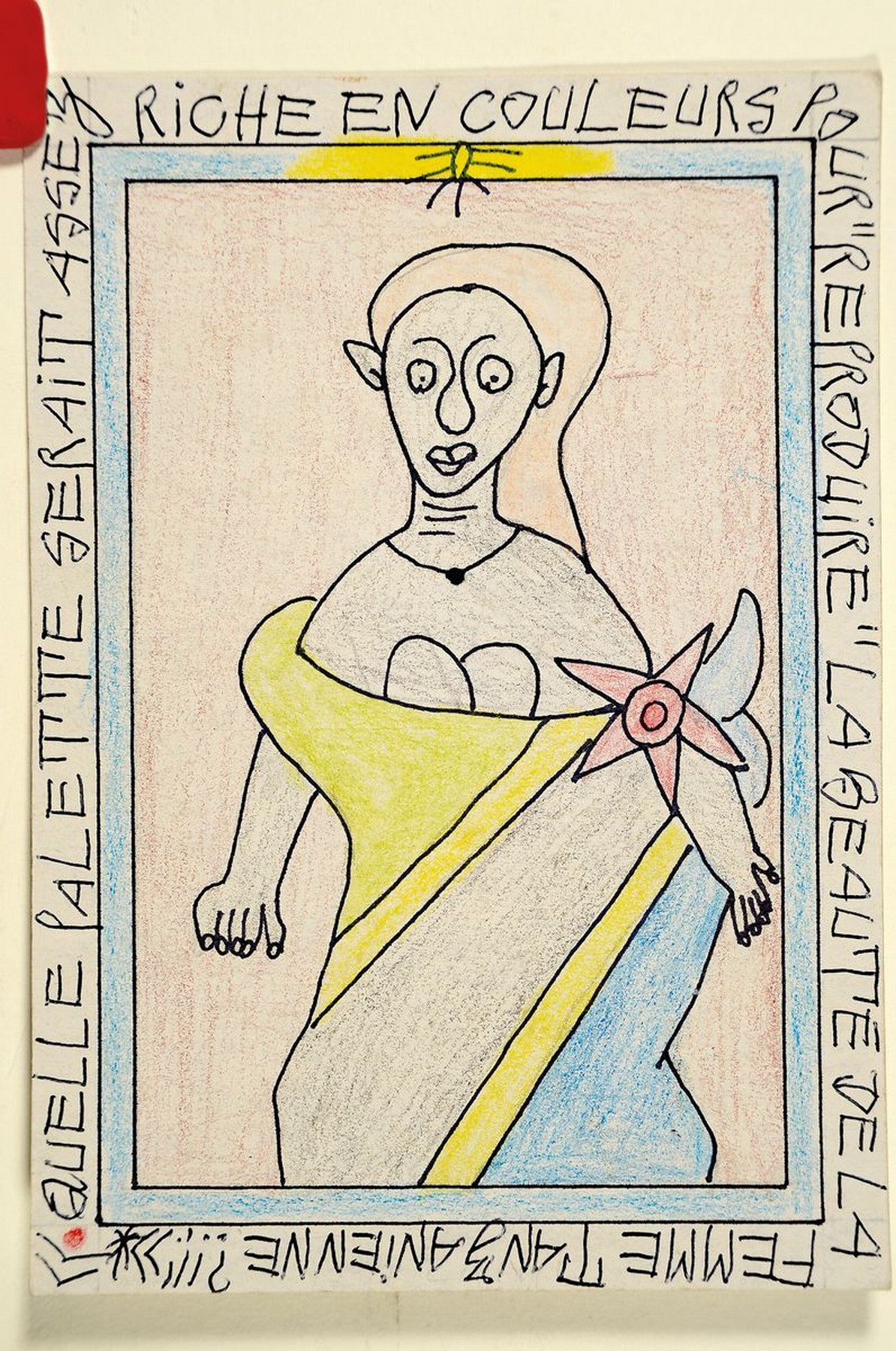 Detail b: Frédéric Bruly Bouabré, 1923-2014, Dichter und Maler aus Abidjan/Elfenbeinküste, Ohne Titel, Werk aus 25 Einzelzeichnungen, Buntstift/Papier, auf ...