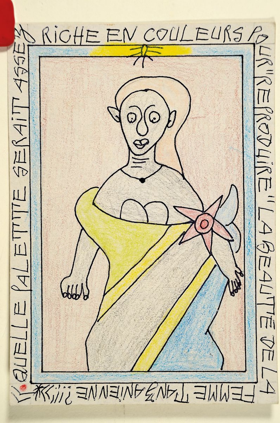 Detail m: Frédéric Bruly Bouabré, 1923-2014, Dichter und Maler aus Abidjan/Elfenbeinküste, Ohne Titel, Werk aus 25 Einzelzeichnungen, Buntstift/Papier, auf ...