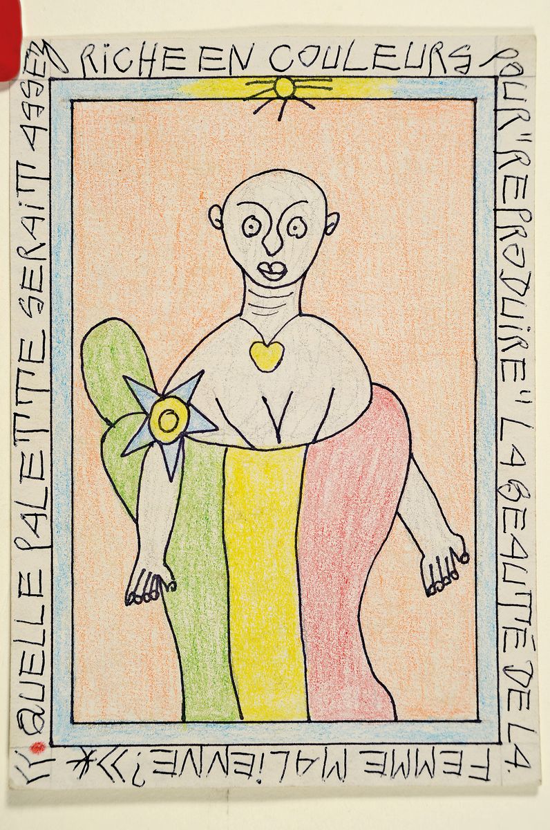 Detail o: Frédéric Bruly Bouabré, 1923-2014, Dichter und Maler aus Abidjan/Elfenbeinküste, Ohne Titel, Werk aus 25 Einzelzeichnungen, Buntstift/Papier, auf ...