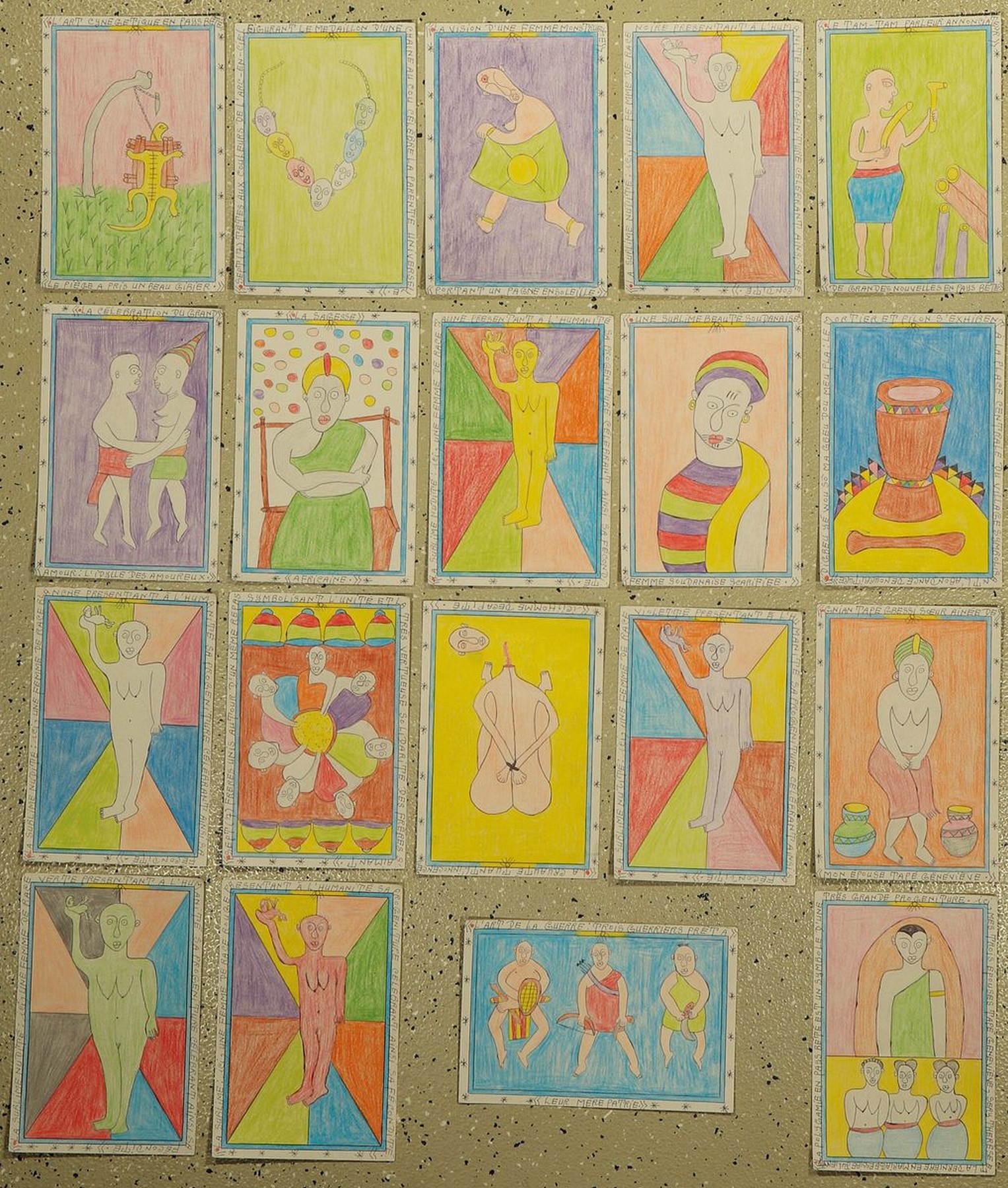 Frédéric Bruly Bouabré, 1923-2014, Dichter und Maler aus Abidjan/Elfenbeinküste, gehörte zum Stamm de Bete, deren Silbenschrift er zur Wahrung ...