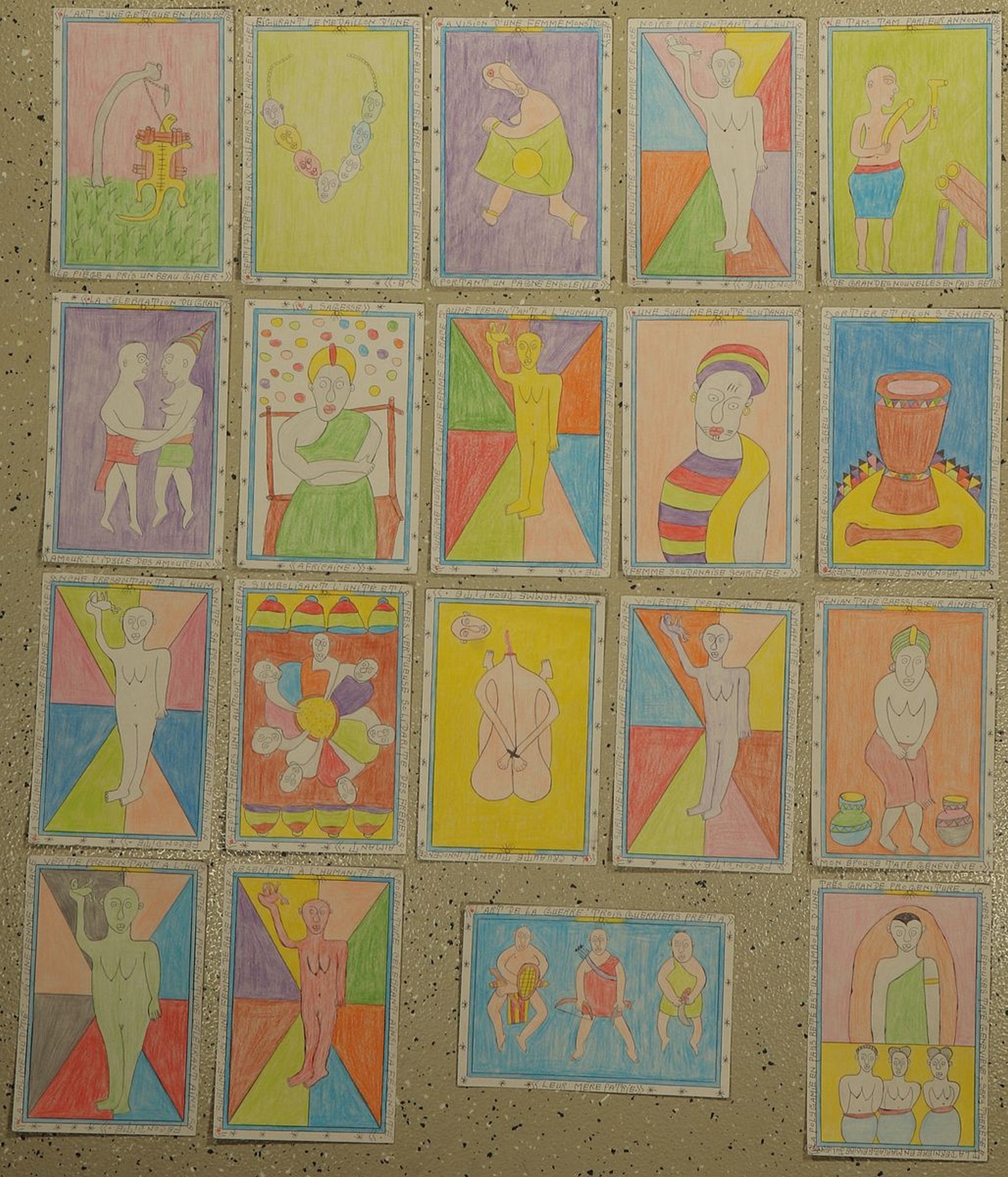 Detail p: Frédéric Bruly Bouabré, 1923-2014, Dichter und Maler aus Abidjan/Elfenbeinküste, gehörte zum Stamm de Bete, deren Silbenschrift er zur Wahrung ...