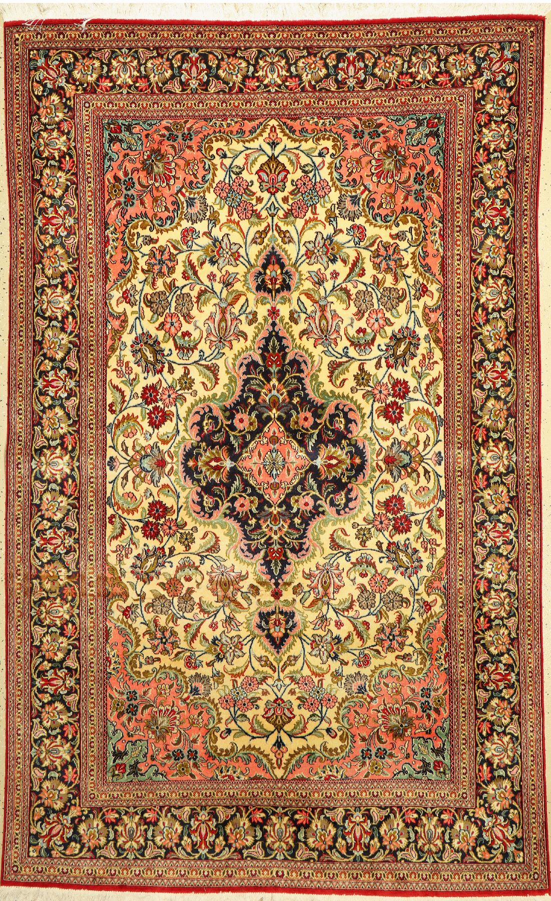 Ghom kork, Persien, ca. 50 Jahre, Korkwolle, ca. 244 x 150 cm, EHZ: 2, (fleckig)