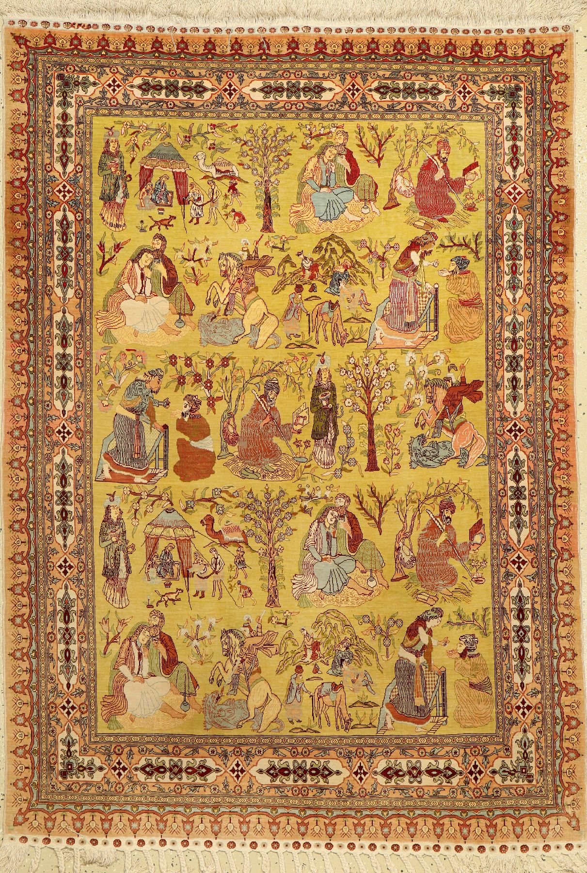 Kayseri Seide fein, Türkei, um 1950, reine Naturseide, ca. 160 x 115 cm, EHZ:(sehr guter Zustand)