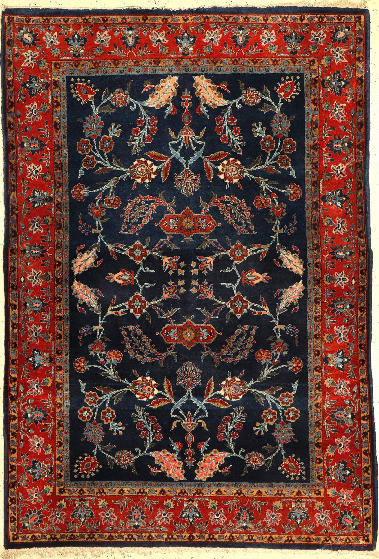US Re-Import Keschan fein, Persien, um 1920, Manchester-Wolle, ca. 193 x 133 cm, EHZ:2-3, (2 kleine Risse)