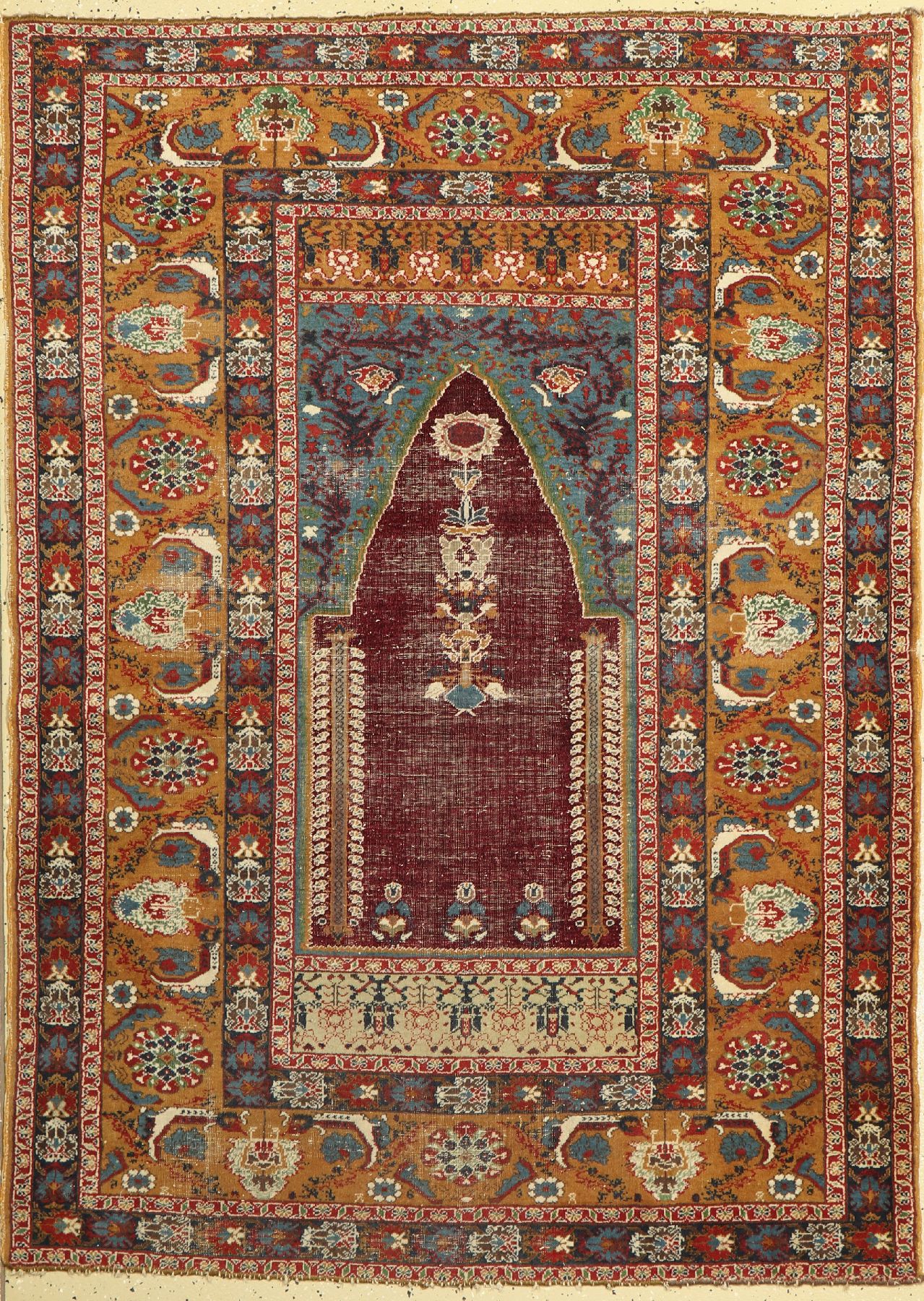 Ghiordes Gebetsteppich fein Türkei, um 1920Wolle auf Baumwolle, ca. 173 x 125 cm, EHZ: 4