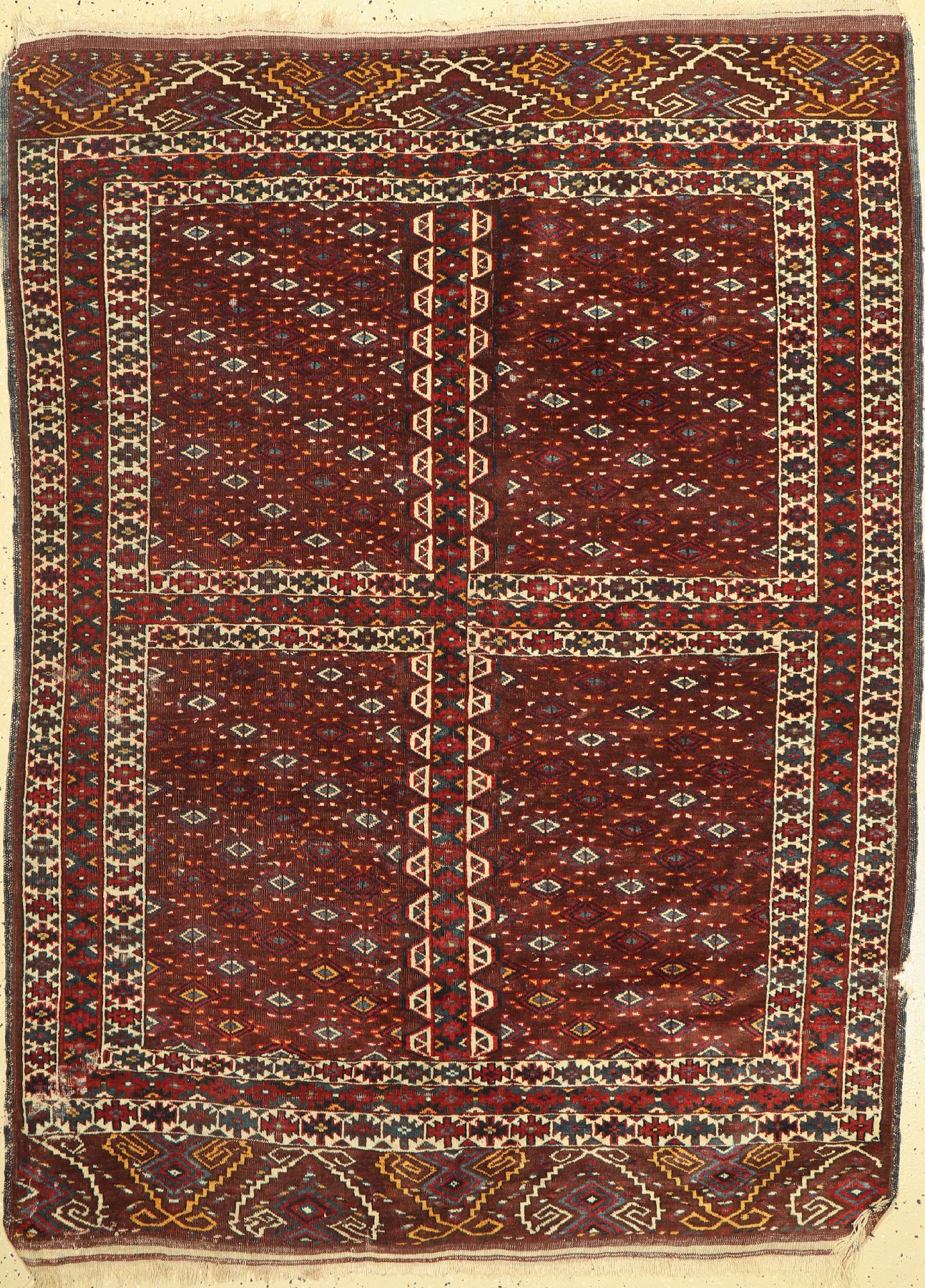 Antiker Yomud Engsi, Turkmenistan, 19. Jhd,Wolle auf Wolle, ca. 185 x 140 cm, EHZ: 4