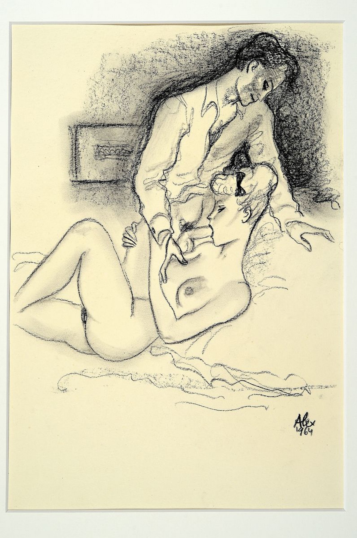 Detail k: Alexander Szekely, 1901-1968, "La dolce vita", Kreidezeichnung, re. unten sign., dat. PP, Motiv ca. 30,5x21 cm, gesamt ca. 50x40 cm