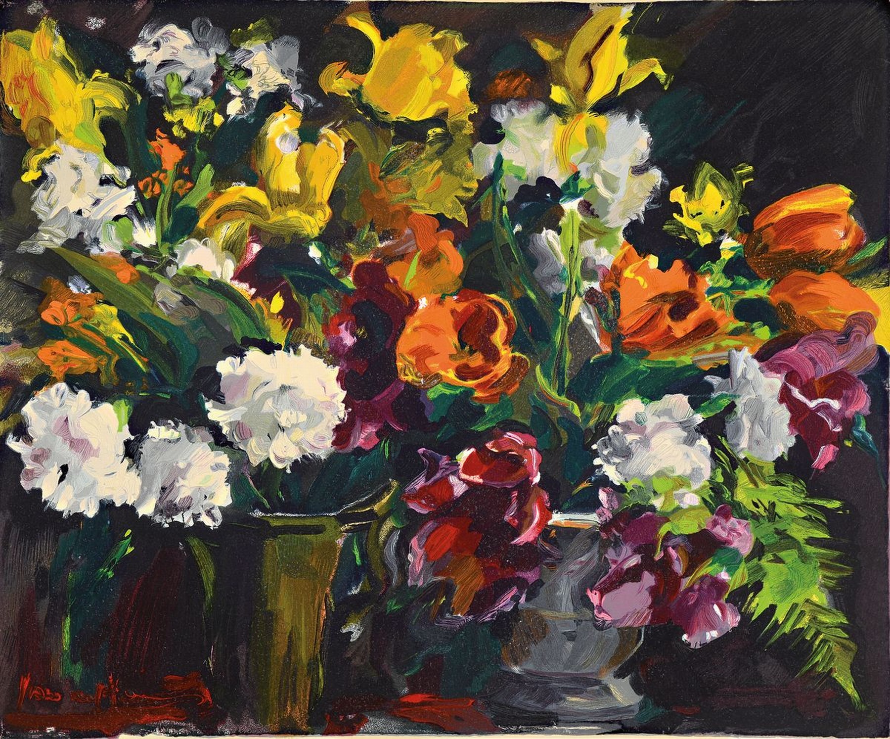 Detail a: Maurice de Vlaminck, 1876-1958, "L´Angelus, Les heures claires", Konvolut aus 2 Farbholzstichen, ca. 43,5x33,5 cm, 62x48 cm