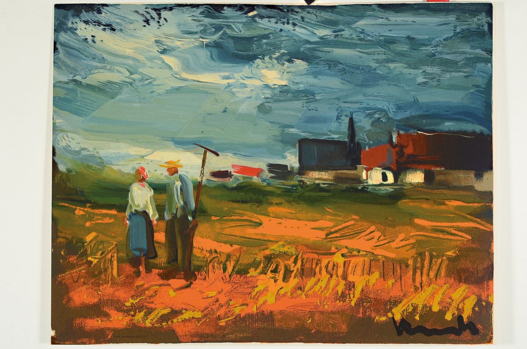 Detail k: Maurice de Vlaminck, 1876-1958, "L´Angelus, Les heures claires", Konvolut aus 2 Farbholzstichen, ca. 43,5x33,5 cm, 62x48 cm