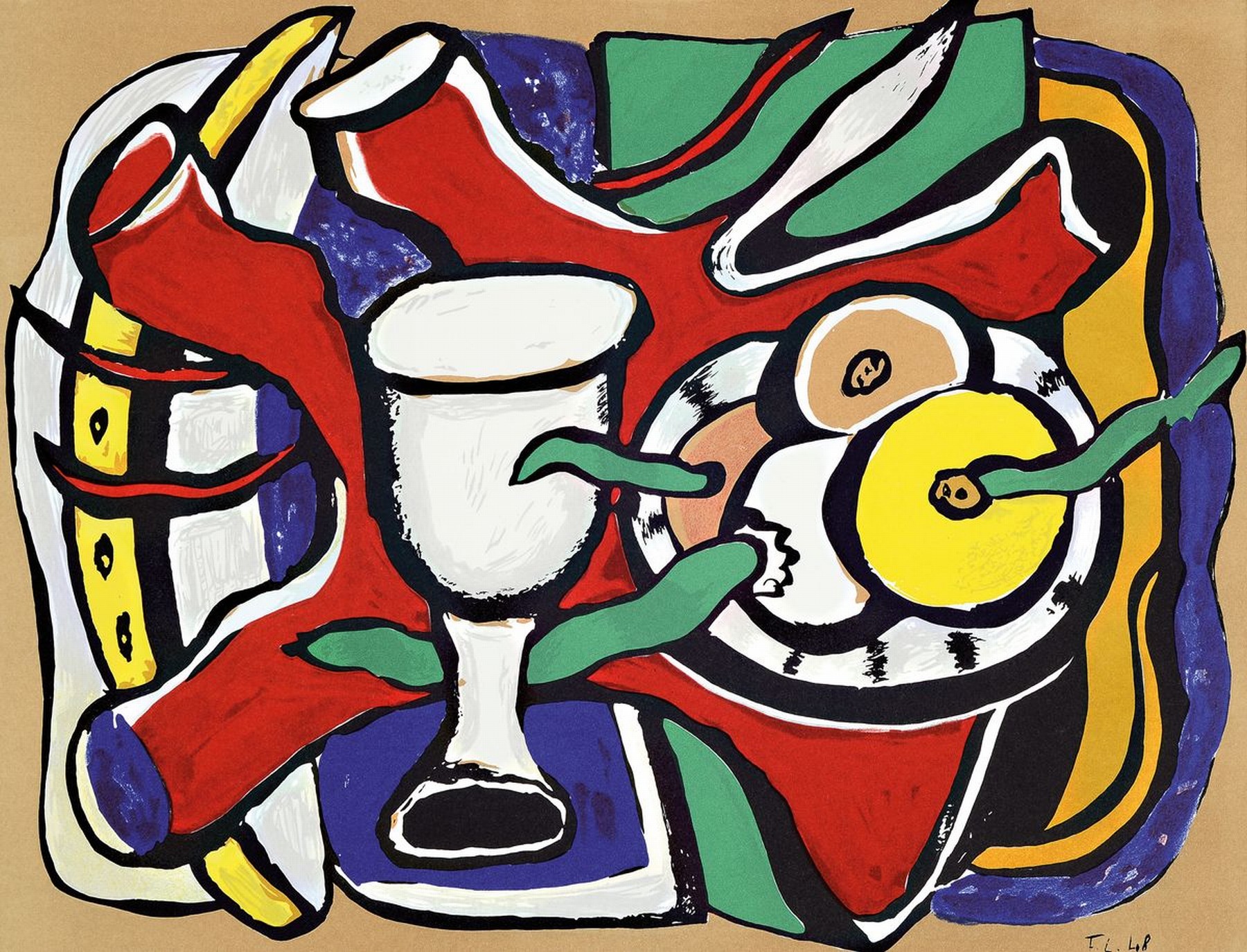 Fernand Leger, 1881-1955, Konvolut aus 2 Farblithografien, "Natur morte aux.., les oix aux..", Drucker/Verlag: Mourlot, Galerie Maeght, R. ...