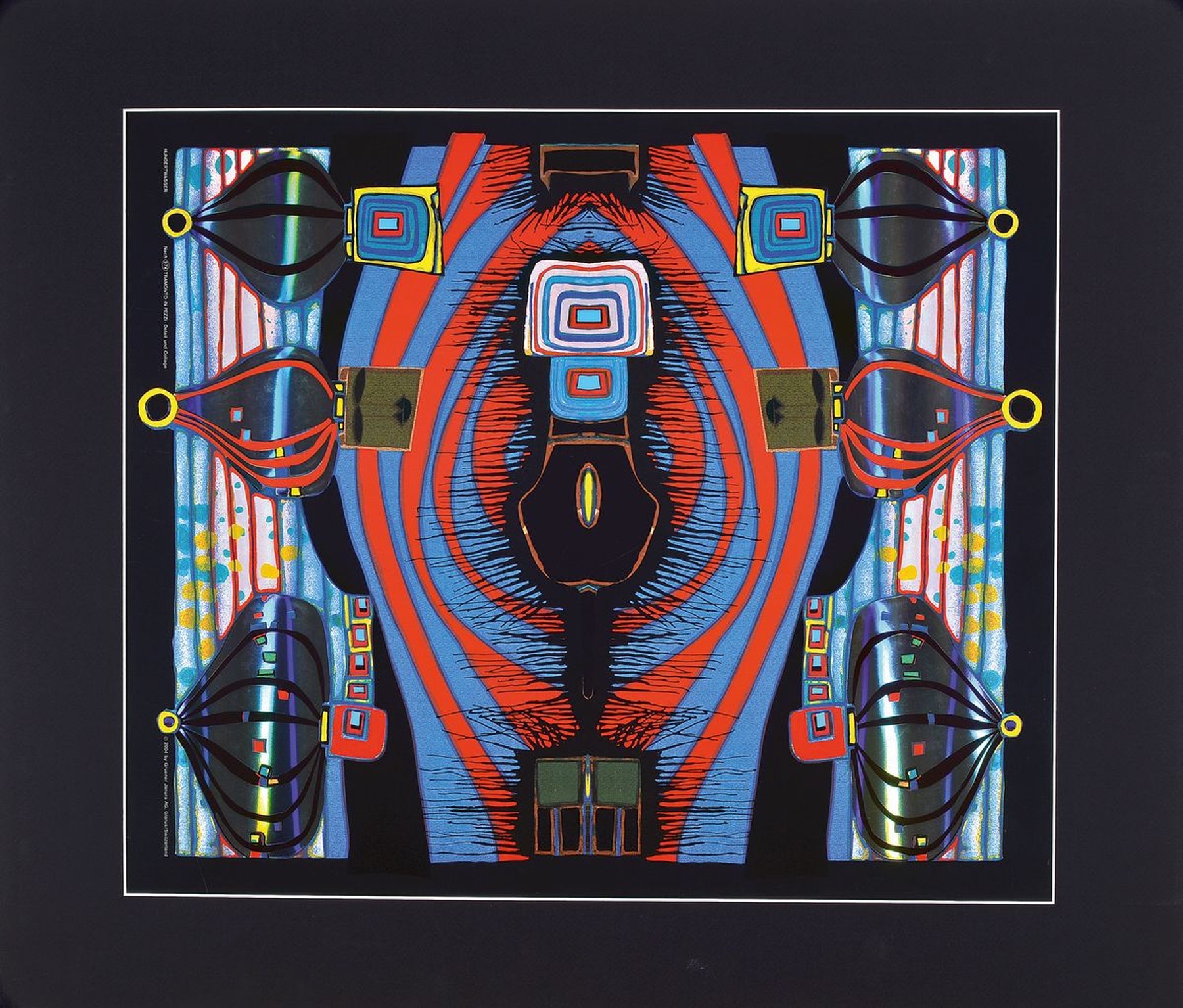 Friedensreich Hundertwasser, 1928-2000, Kunstdruck mit Metallfolienprägung, ca. 55x 49 cm, PP, ca. 70x60 cm