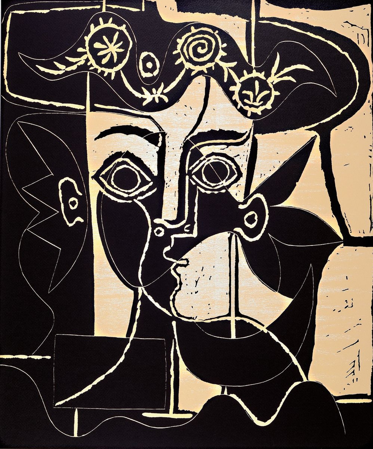 Pablo Picasso, 1881-1973, "Femme au chapeau orni", Farbserigrafie, ca. 75x60 cm