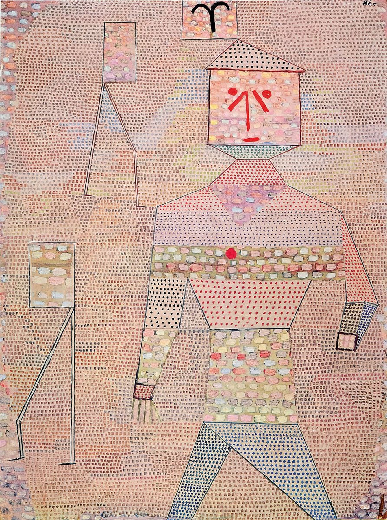Paul Klee, 1879-1940, Farboffset auf Büttenpapier, "General en chef", 1932, l. Gebr.-sp., ca. 82x60 cm, Knicke