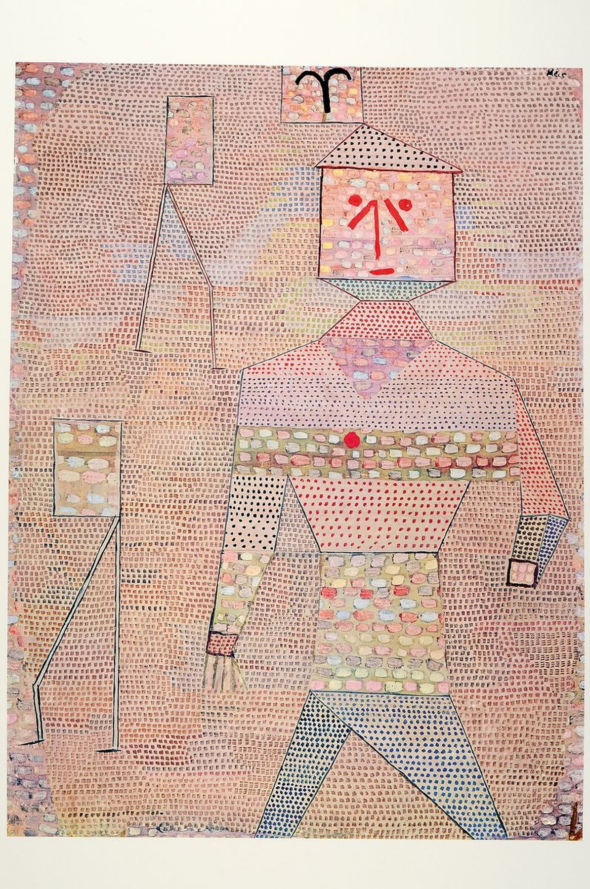 Detail k: Paul Klee, 1879-1940, Farboffset auf Büttenpapier, "General en chef", 1932, l. Gebr.-sp., ca. 82x60 cm, Knicke