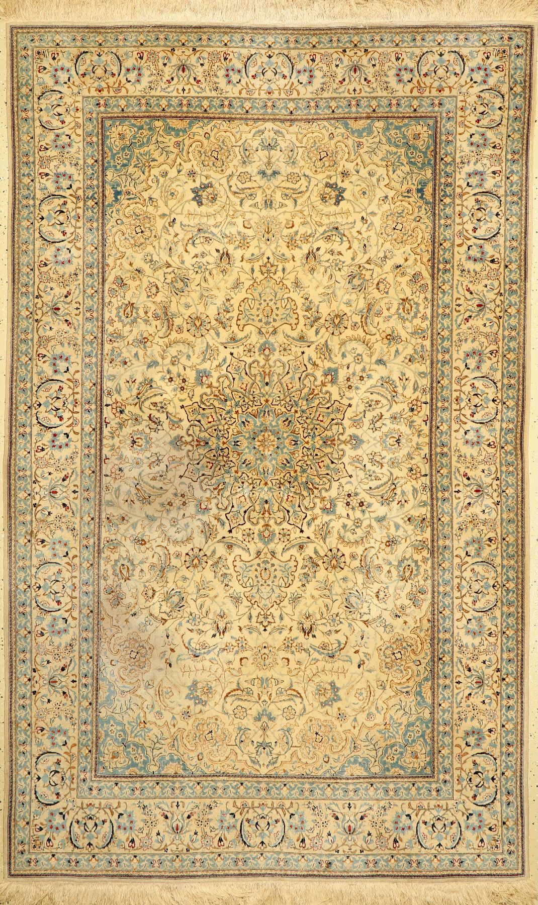 Nain fein(6 La), Persien, um 1950, Korkwolle mit Seide, ca. 250 x 155 cm, ca. 1,0Mio. Kn/qm, EHZ: 4