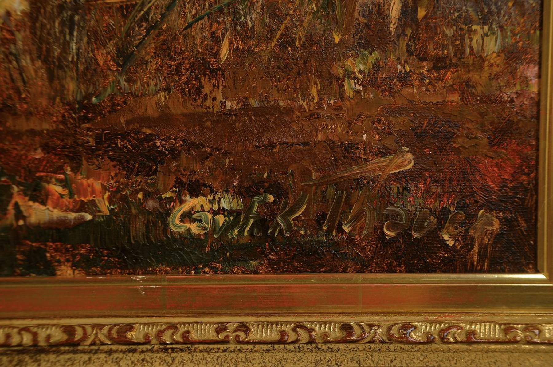 Detail a: Friedrich Karl Thauer, 1924-2009, Studium in München bei Prof. Metz und Hagenmüller, später Studium bei Kokoschka, hier: Chiemsee mit Fraueninsel, ...